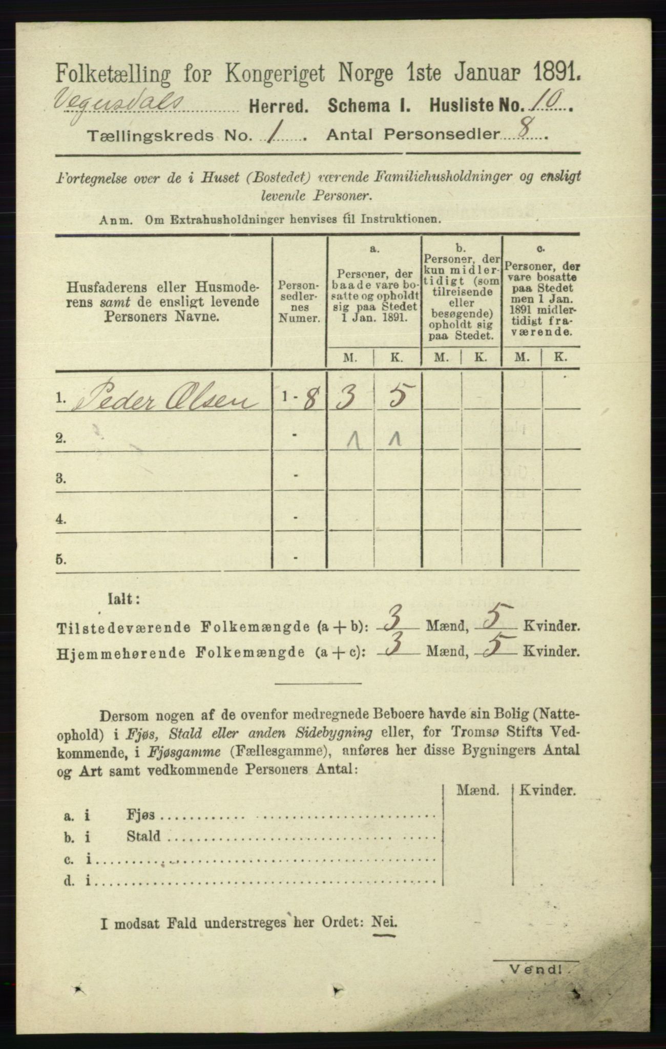 RA, Folketelling 1891 for 0934 Vegusdal herred, 1891, s. 28