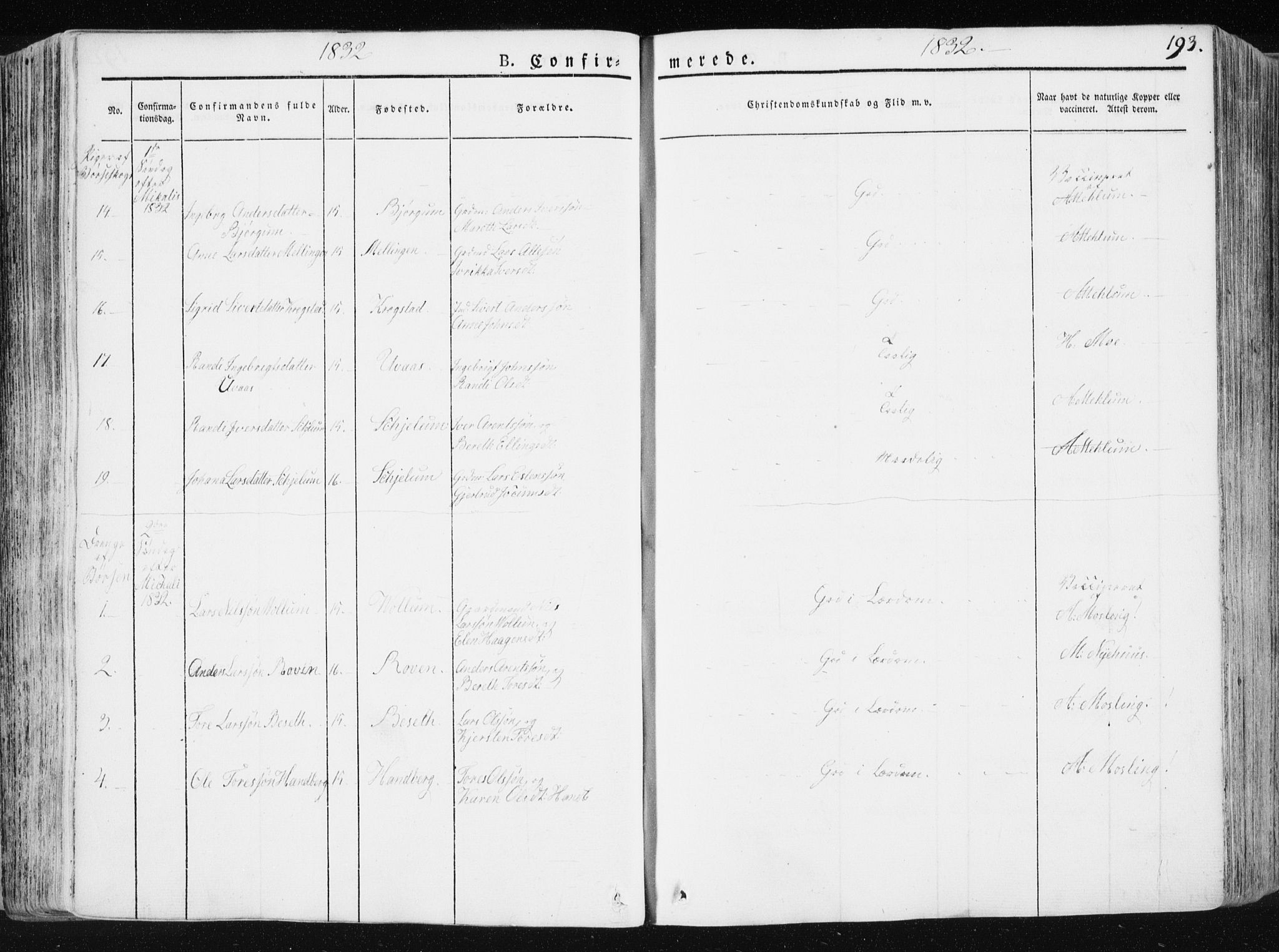 Ministerialprotokoller, klokkerbøker og fødselsregistre - Sør-Trøndelag, SAT/A-1456/665/L0771: Ministerialbok nr. 665A06, 1830-1856, s. 193