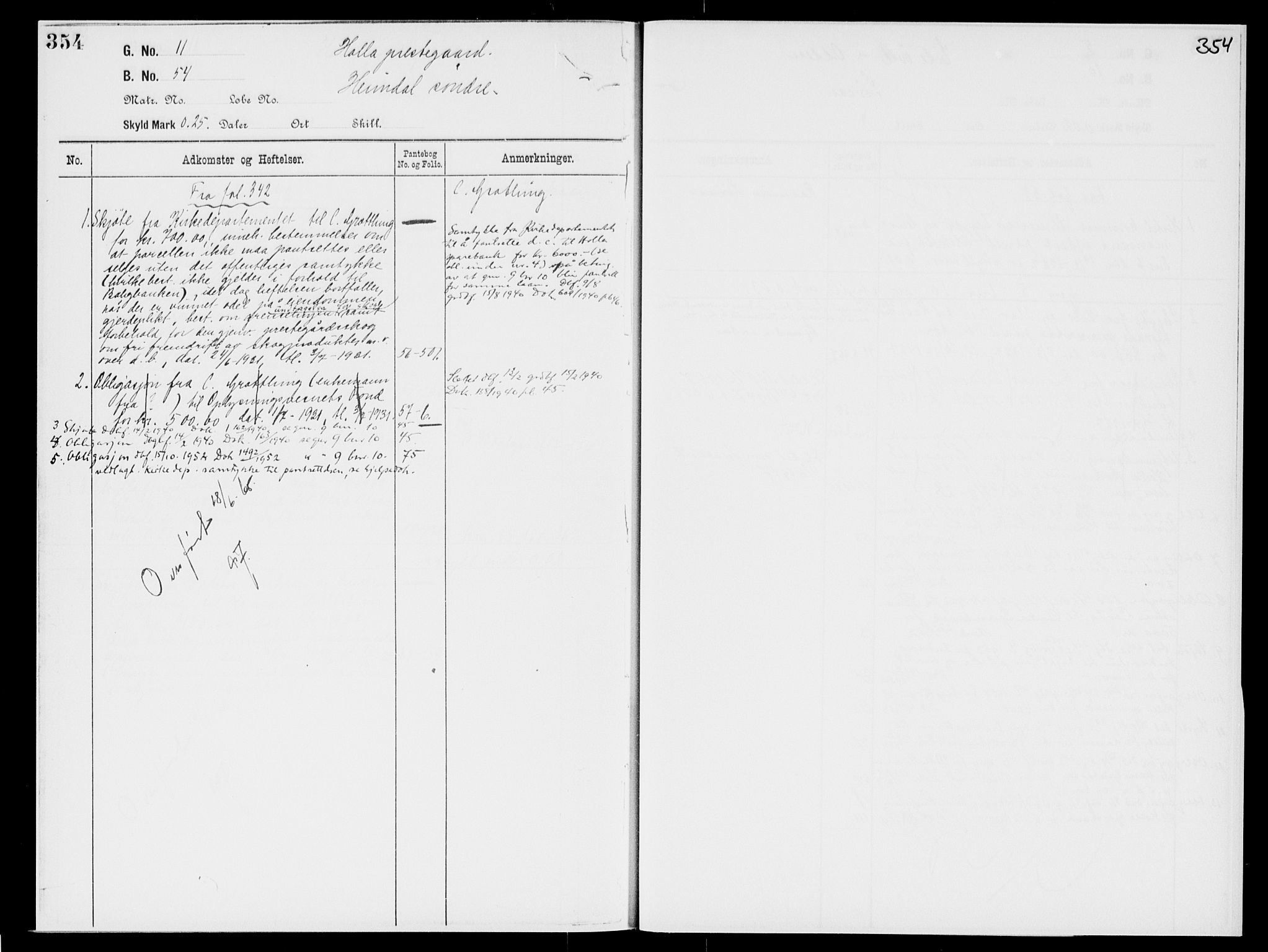 Nedre Telemark sorenskriveri, AV/SAKO-A-135/G/Gb/Gbg/L0001: Panteregister nr. VII 1, s. 354