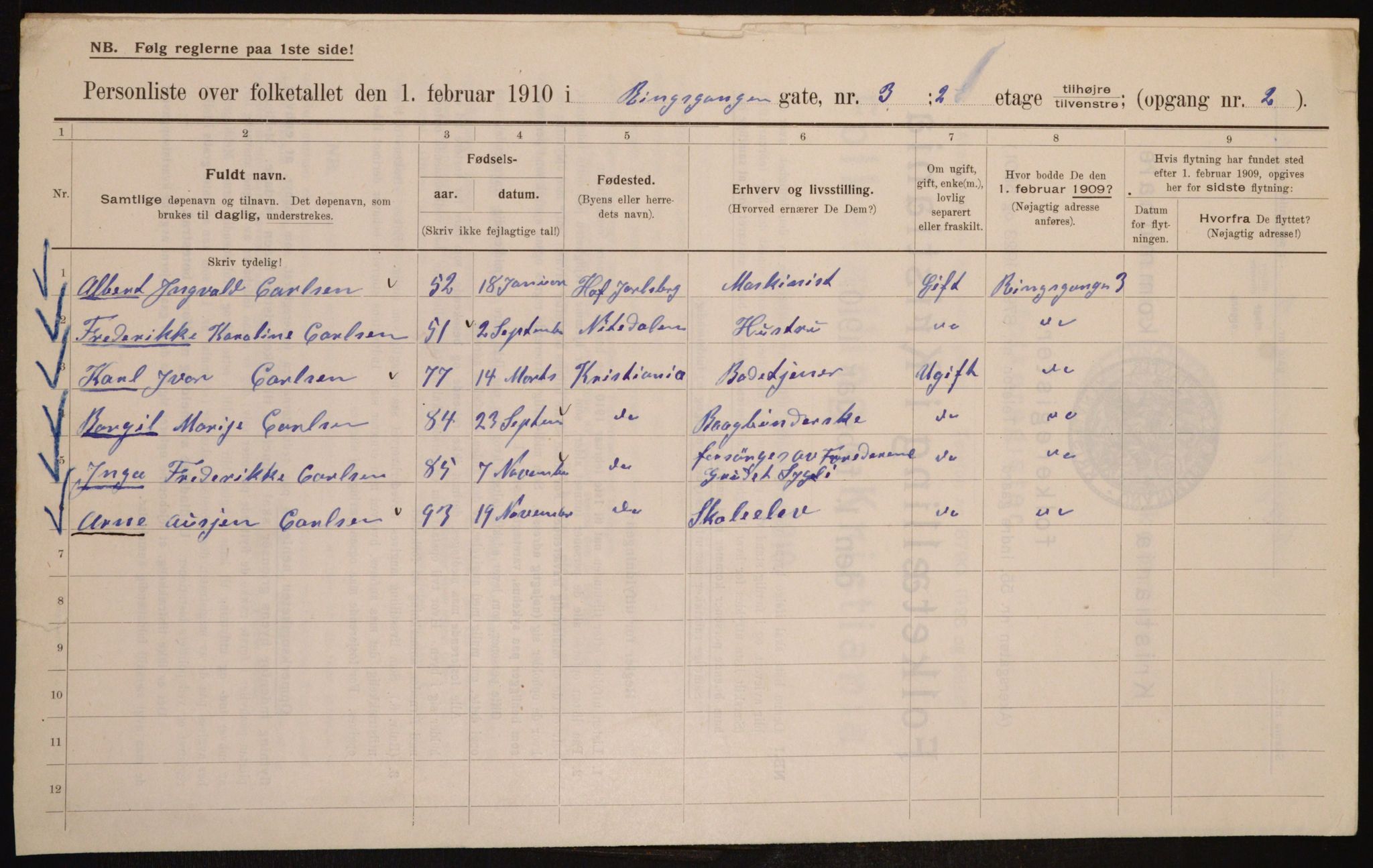 OBA, Kommunal folketelling 1.2.1910 for Kristiania, 1910, s. 79513
