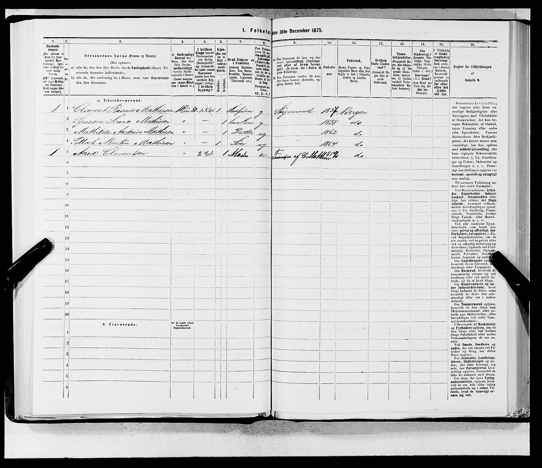 SAB, Folketelling 1875 for 1301 Bergen kjøpstad, 1875, s. 154