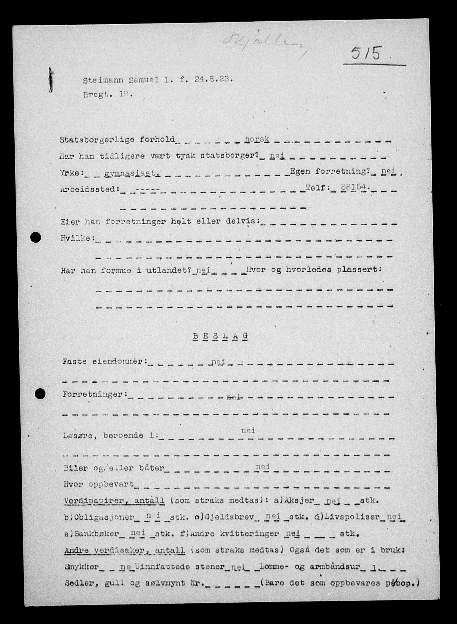 Justisdepartementet, Tilbakeføringskontoret for inndratte formuer, AV/RA-S-1564/H/Hc/Hcc/L0983: --, 1945-1947, s. 9