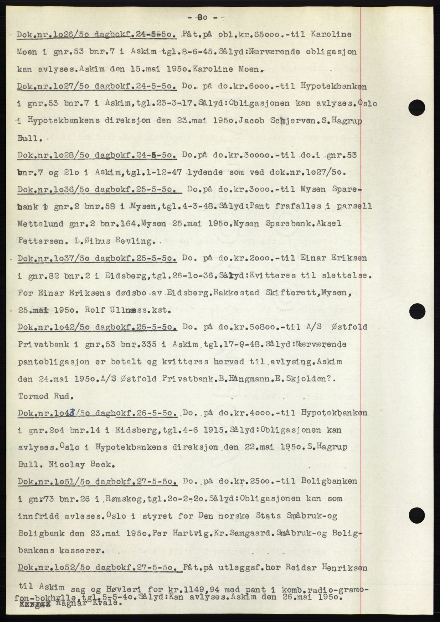 Rakkestad sorenskriveri, SAO/A-10686/G/Gb/Gba/Gbac/L0012: Pantebok nr. B1-4 og B16-20, 1949-1950, Dagboknr: 1026/1950
