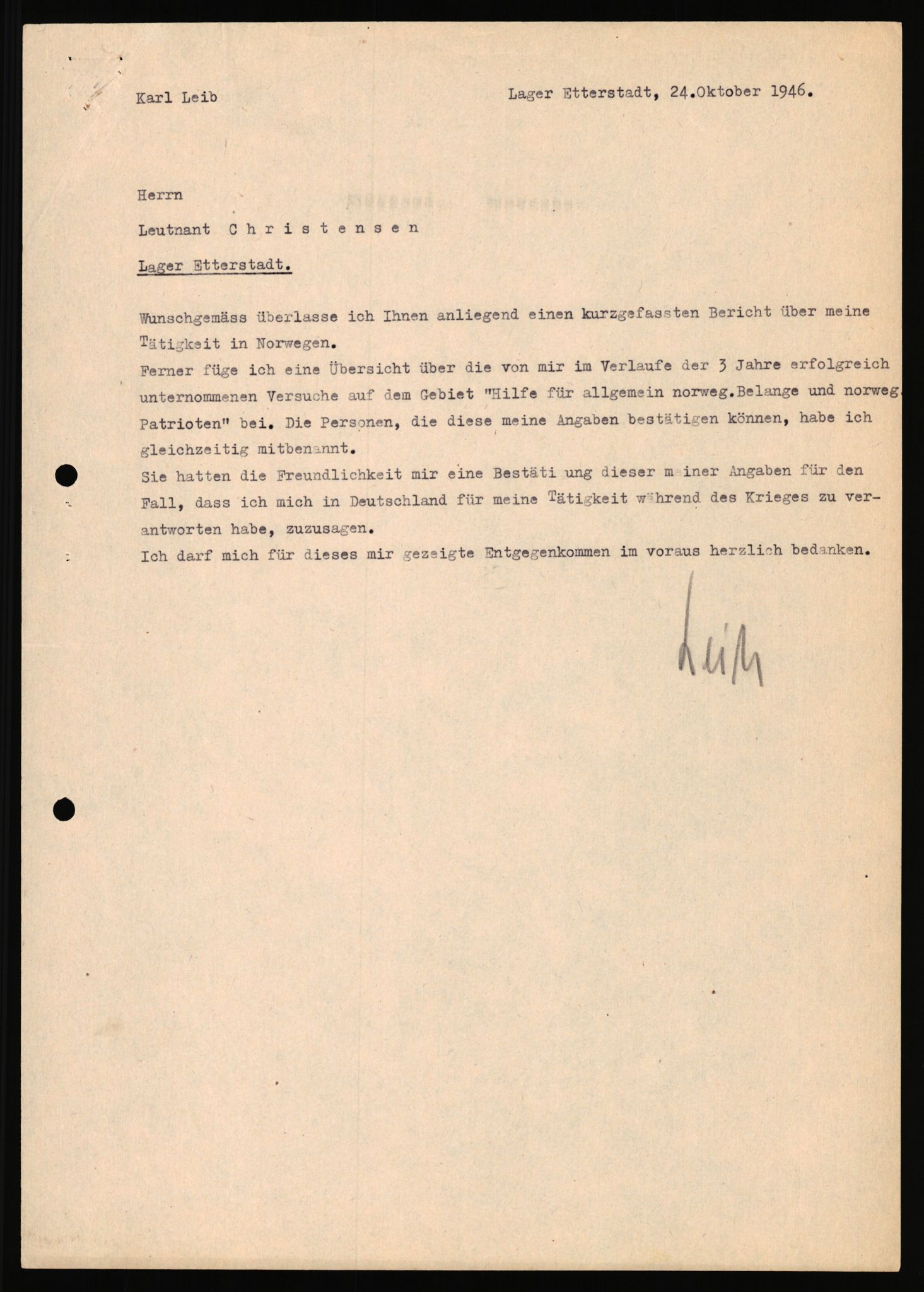 Forsvaret, Forsvarets overkommando II, RA/RAFA-3915/D/Db/L0020: CI Questionaires. Tyske okkupasjonsstyrker i Norge. Tyskere., 1945-1946, s. 38