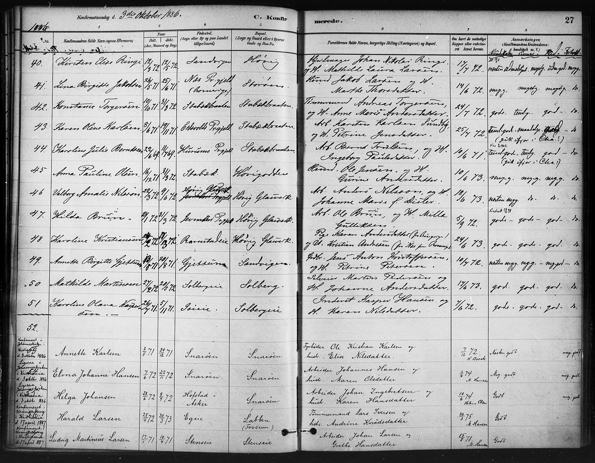 Asker prestekontor Kirkebøker, AV/SAO-A-10256a/F/Fc/L0002: Ministerialbok nr. III 2, 1879-1904, s. 27