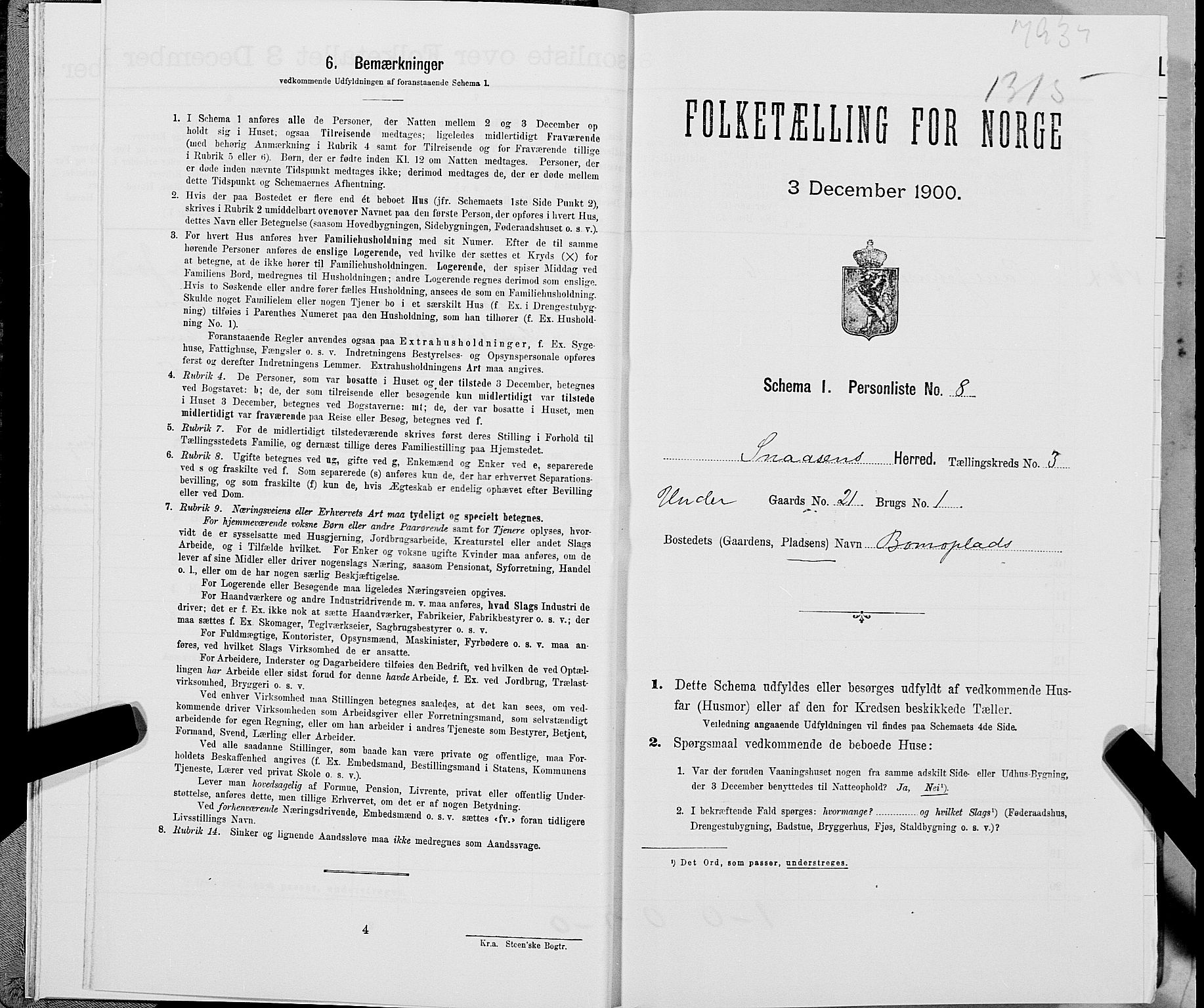 SAT, Folketelling 1900 for 1736 Snåsa herred, 1900, s. 588