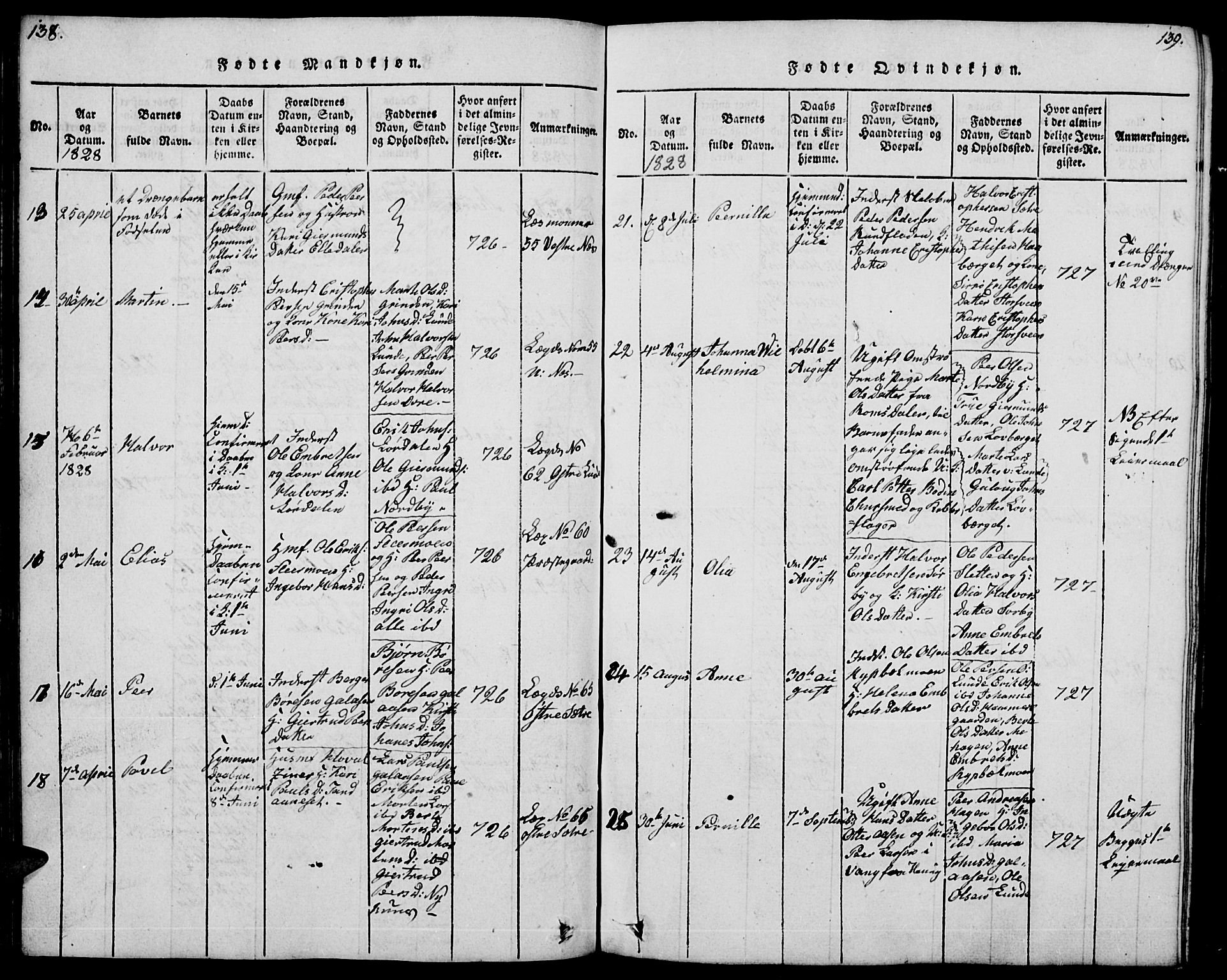 Trysil prestekontor, AV/SAH-PREST-046/H/Ha/Hab/L0004: Klokkerbok nr. 4, 1814-1841, s. 138-139