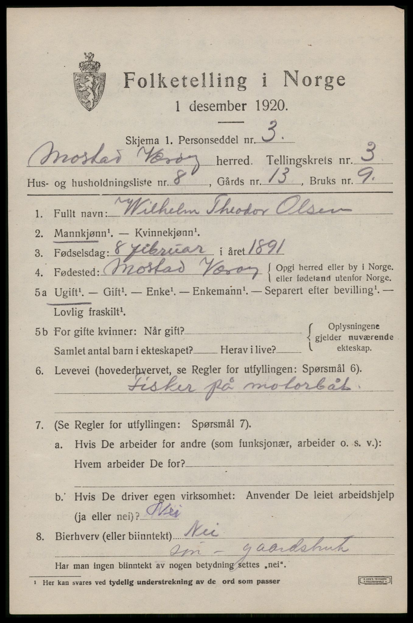 SAT, Folketelling 1920 for 1857 Værøy herred, 1920, s. 2349