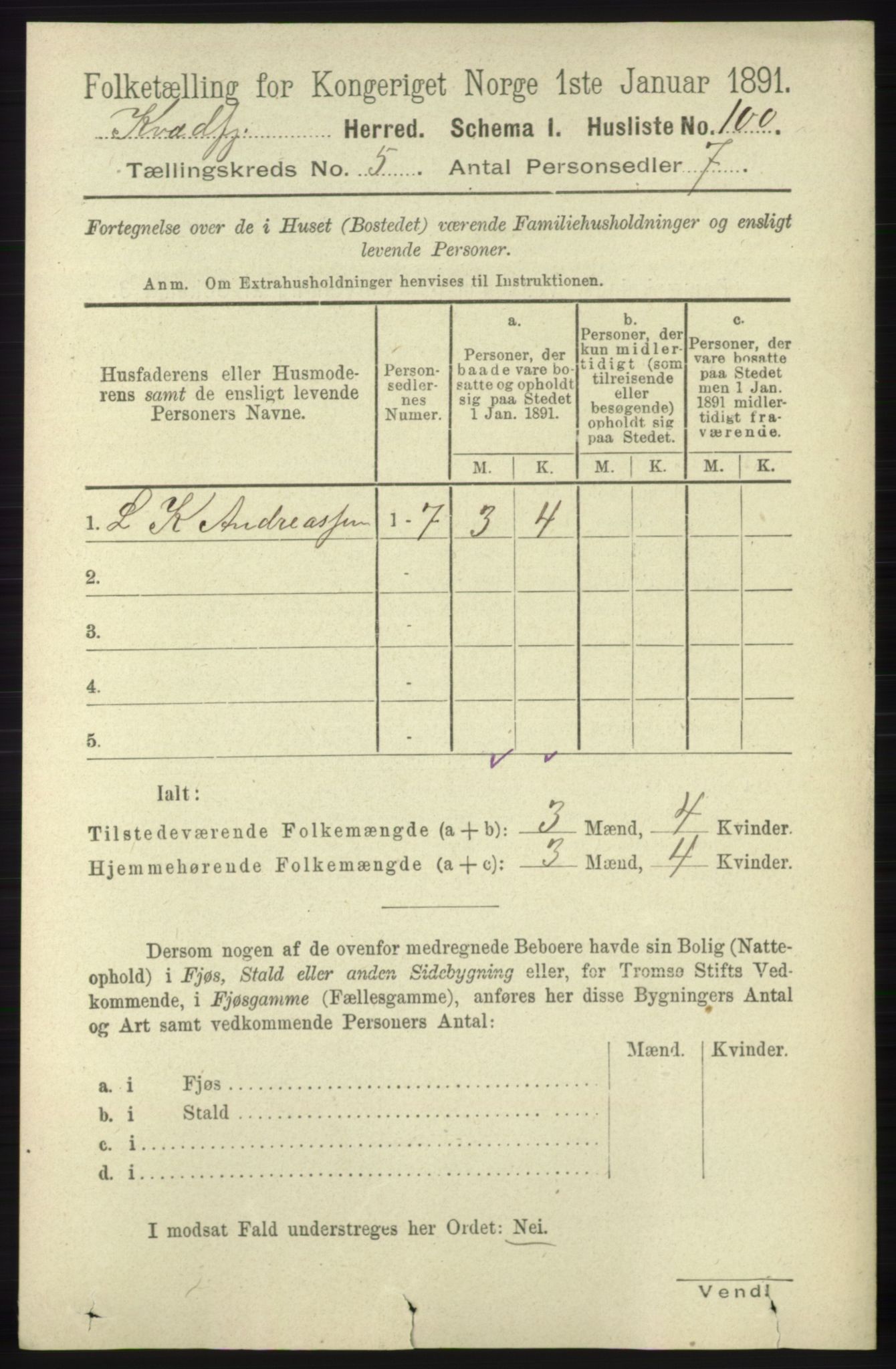 RA, Folketelling 1891 for 1911 Kvæfjord herred, 1891, s. 2864