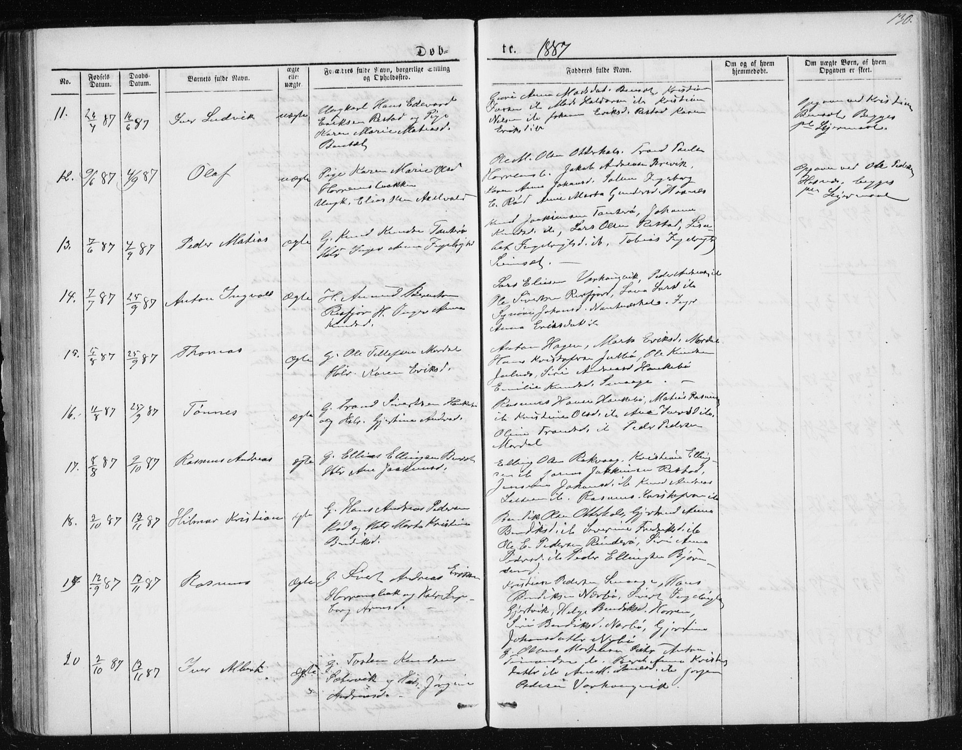 Ministerialprotokoller, klokkerbøker og fødselsregistre - Møre og Romsdal, SAT/A-1454/560/L0724: Klokkerbok nr. 560C01, 1867-1892, s. 130