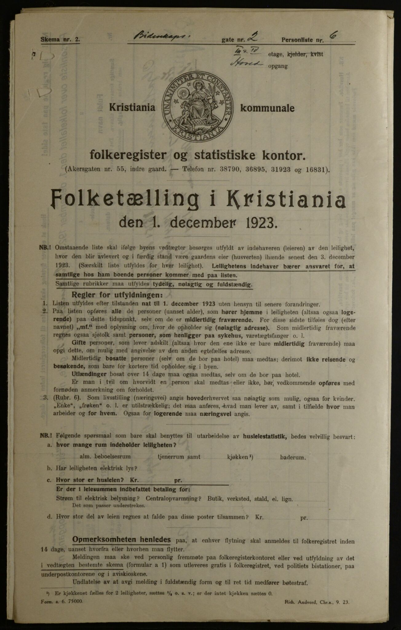 OBA, Kommunal folketelling 1.12.1923 for Kristiania, 1923, s. 5765