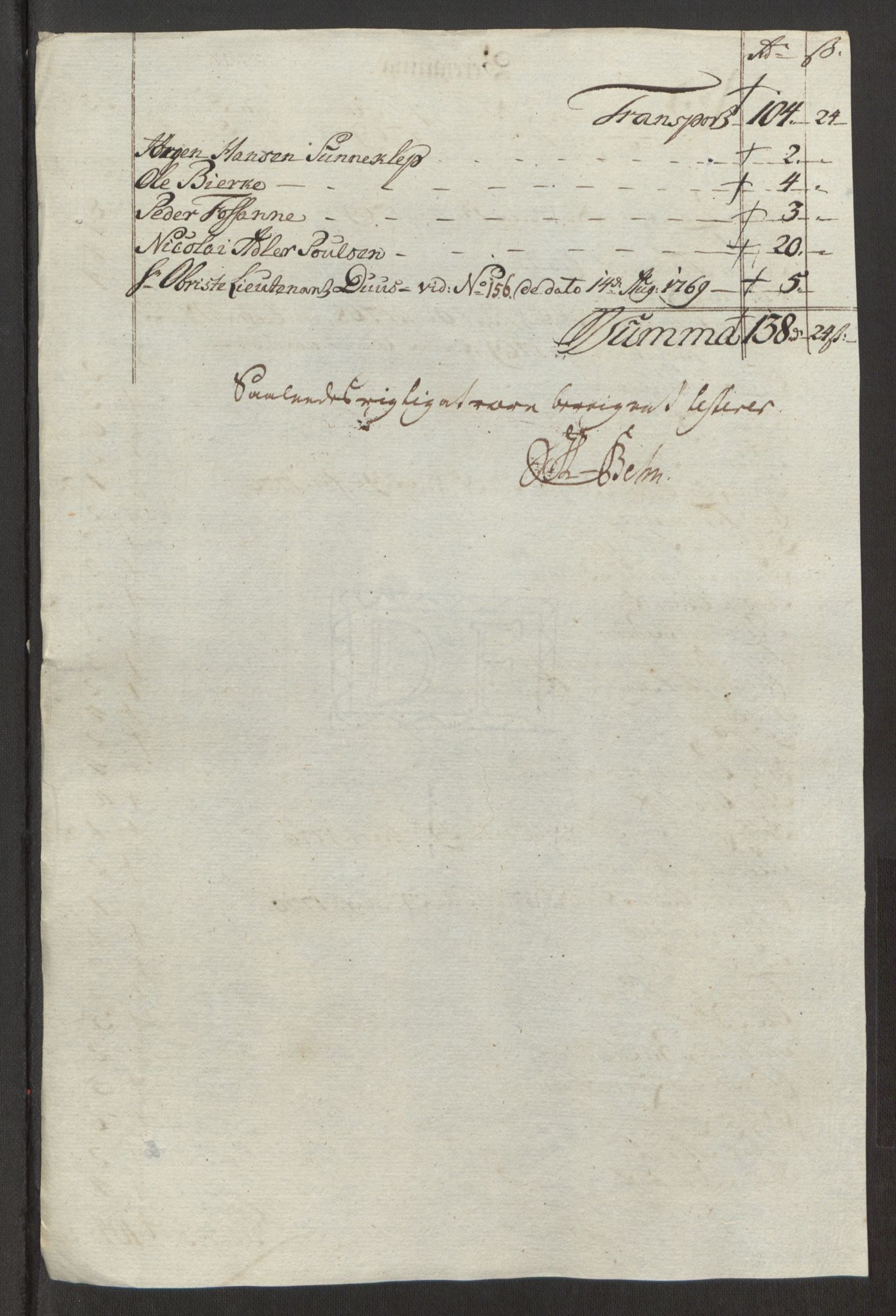 Rentekammeret inntil 1814, Reviderte regnskaper, Fogderegnskap, RA/EA-4092/R32/L1960: Ekstraskatten Jarlsberg grevskap, 1762-1772, s. 184