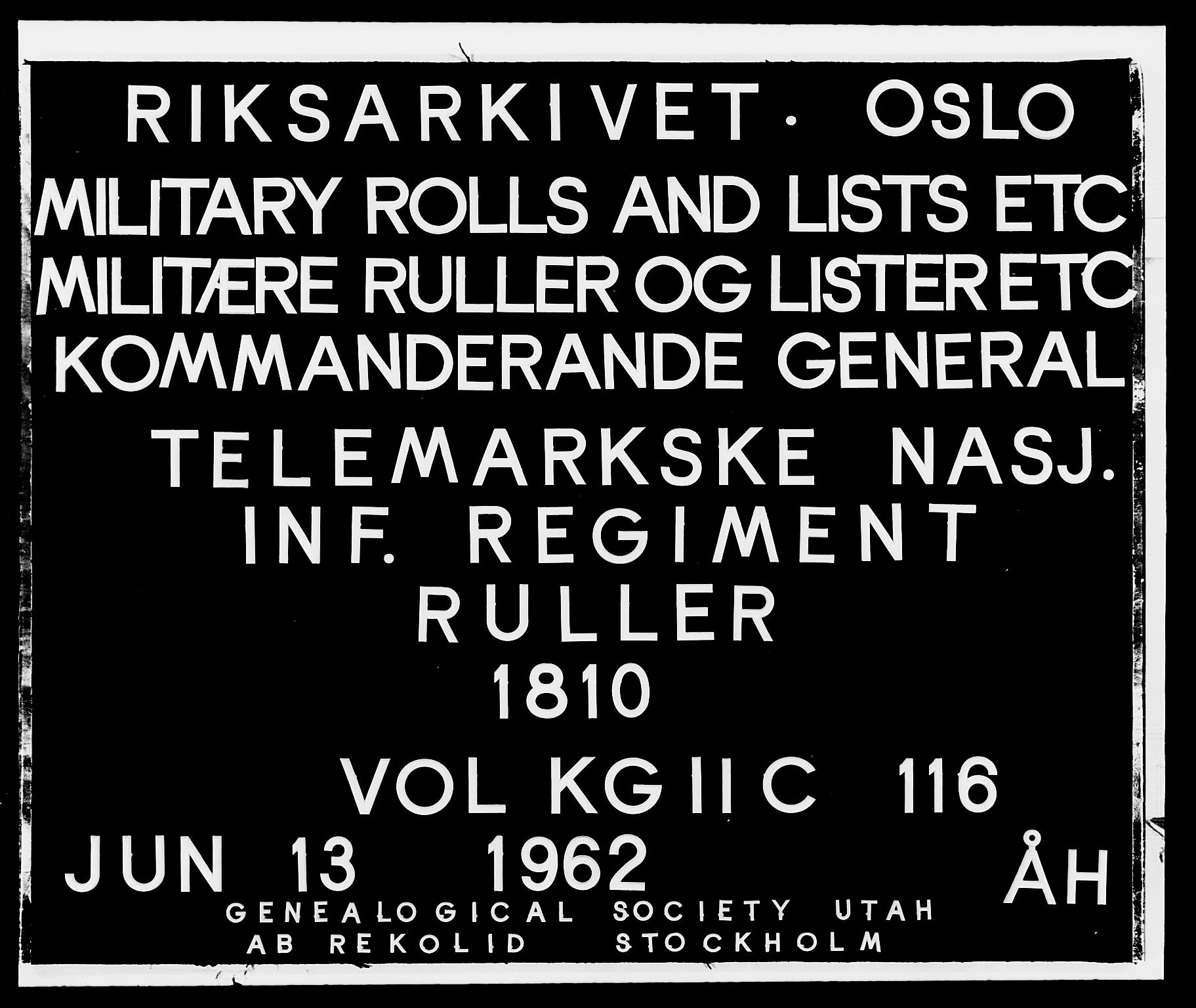 Generalitets- og kommissariatskollegiet, Det kongelige norske kommissariatskollegium, AV/RA-EA-5420/E/Eh/L0116: Telemarkske nasjonale infanteriregiment, 1810, s. 1