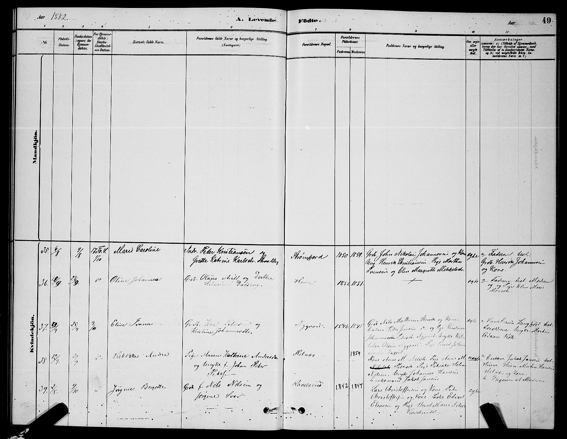 Skjervøy sokneprestkontor, AV/SATØ-S-1300/H/Ha/Hab/L0006klokker: Klokkerbok nr. 6, 1878-1888, s. 49