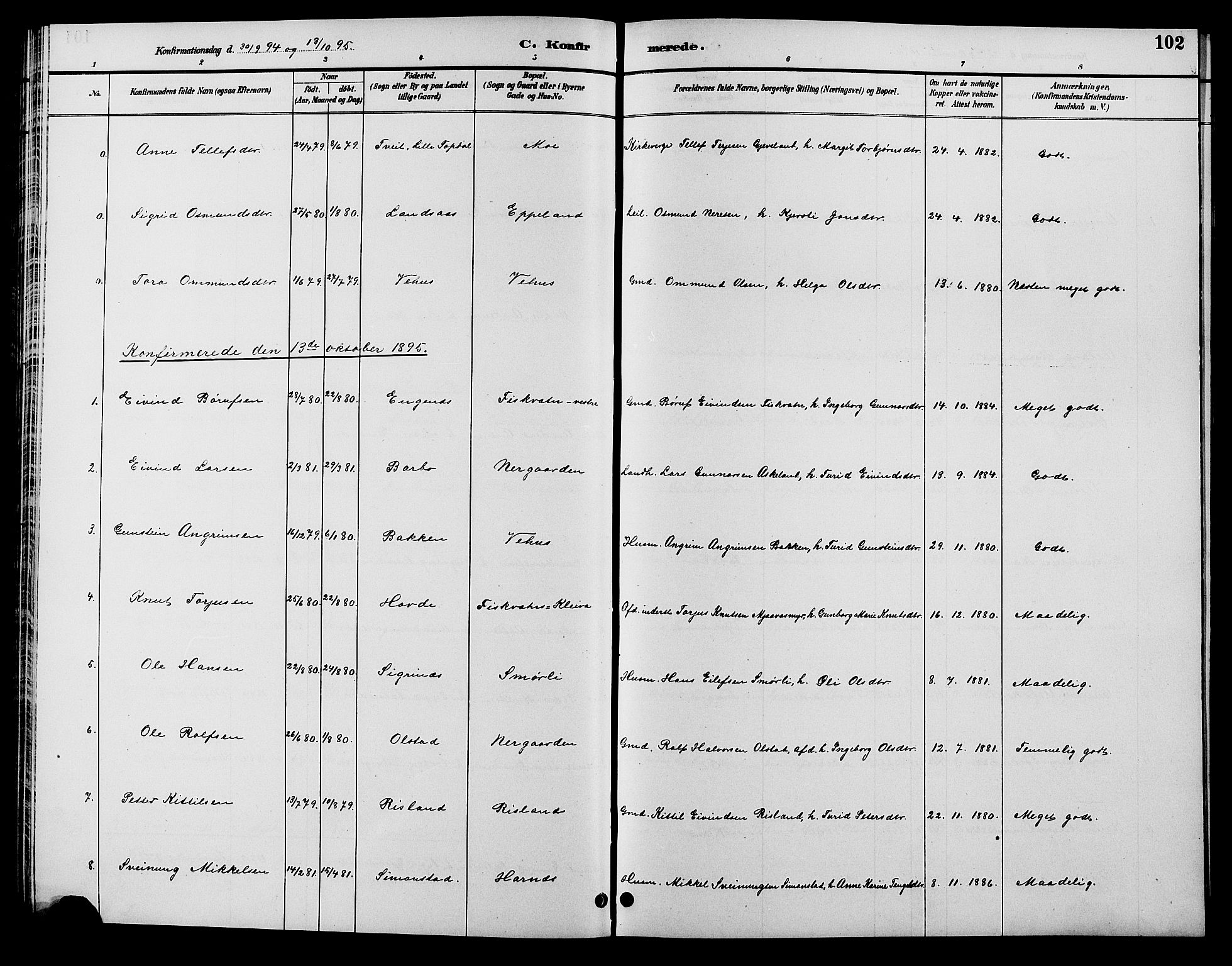 Åmli sokneprestkontor, SAK/1111-0050/F/Fb/Fbc/L0004: Klokkerbok nr. B 4, 1889-1902, s. 102