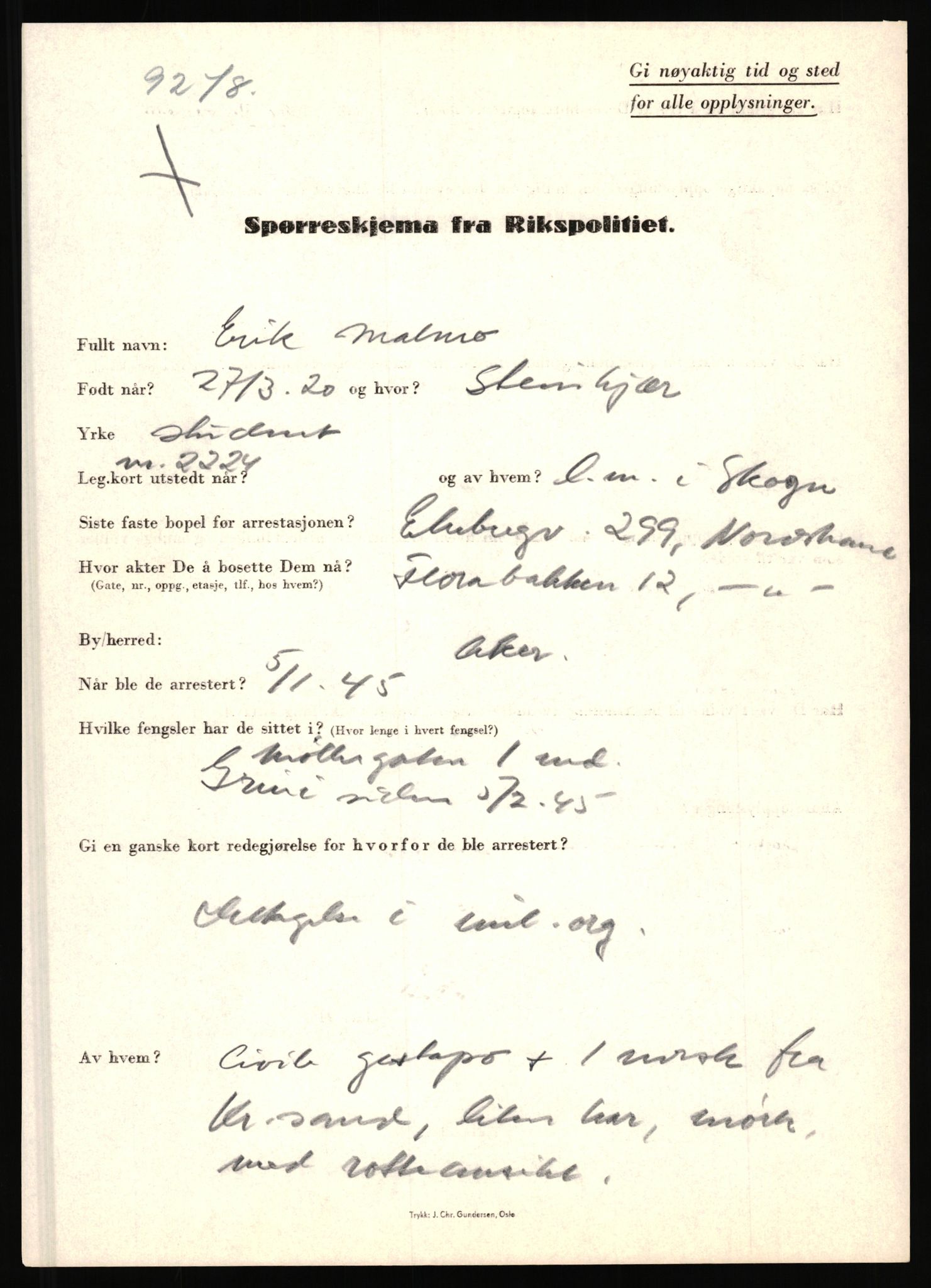 Rikspolitisjefen, AV/RA-S-1560/L/L0011: Lucassen, Oscar Fredrik - Moen, Olav, 1940-1945, s. 474