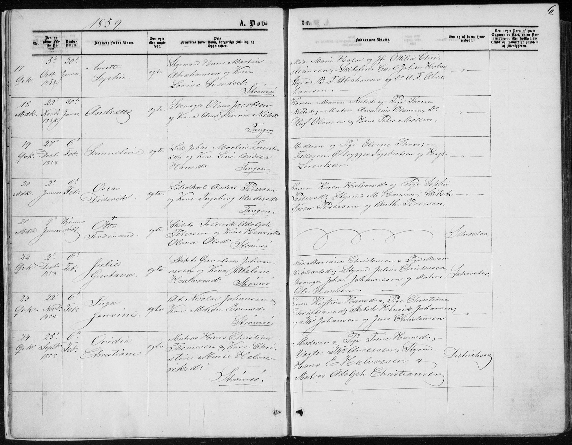 Strømsø kirkebøker, AV/SAKO-A-246/F/Fa/L0015: Ministerialbok nr. I 15, 1859-1868, s. 6