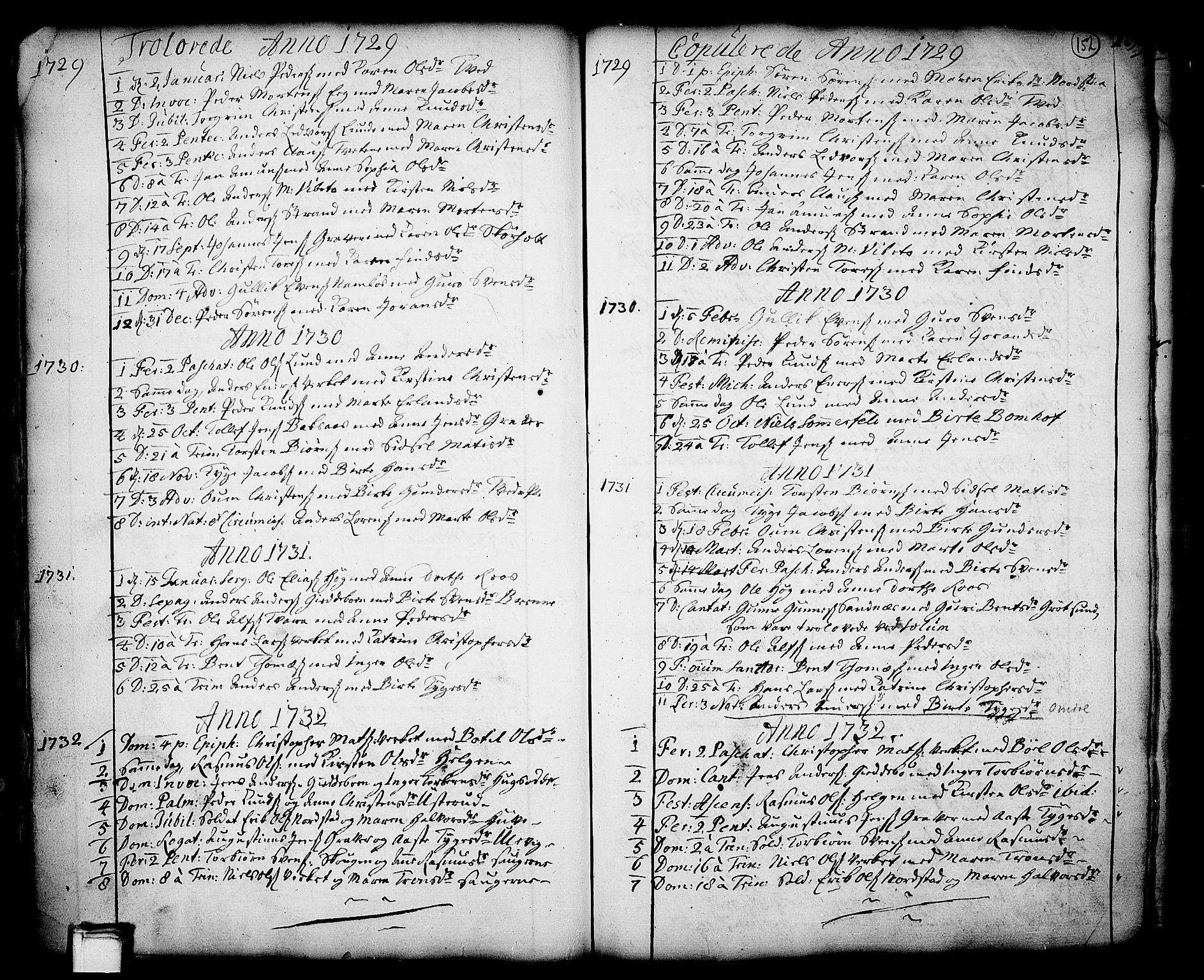 Holla kirkebøker, AV/SAKO-A-272/F/Fa/L0001: Ministerialbok nr. 1, 1717-1779, s. 152