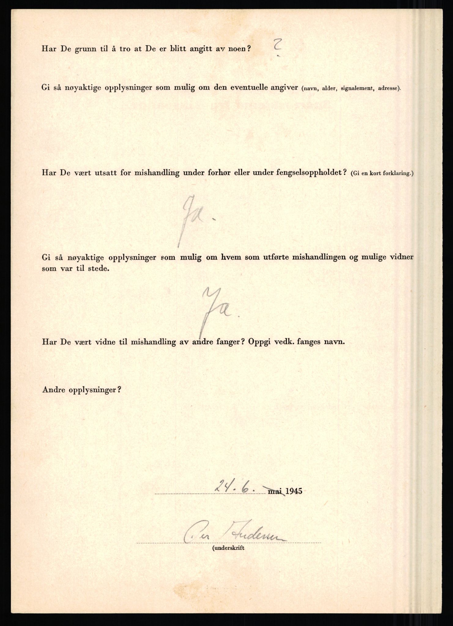 Rikspolitisjefen, AV/RA-S-1560/L/L0001: Abelseth, Rudolf - Berentsen, Odd, 1940-1945, s. 536