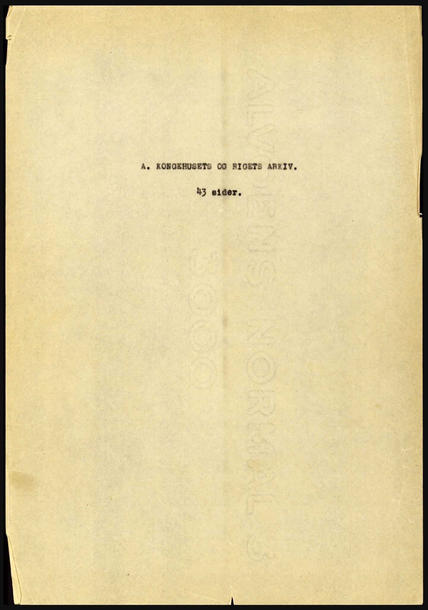 Riksarkivet, Seksjon for eldre arkiv og spesialsamlinger, AV/RA-EA-6797/H/Ha, 1953