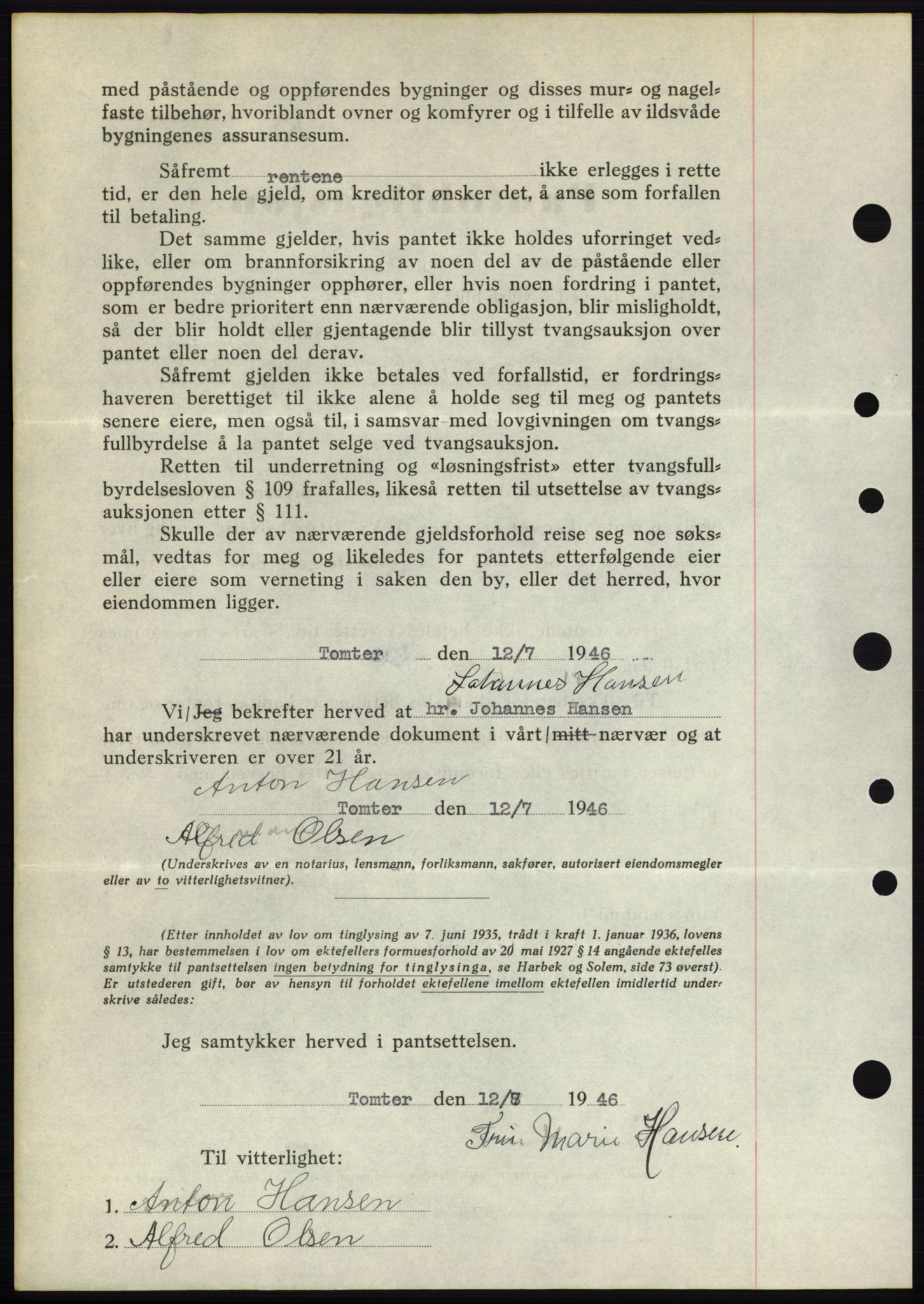 Moss sorenskriveri, SAO/A-10168: Pantebok nr. B15, 1946-1946