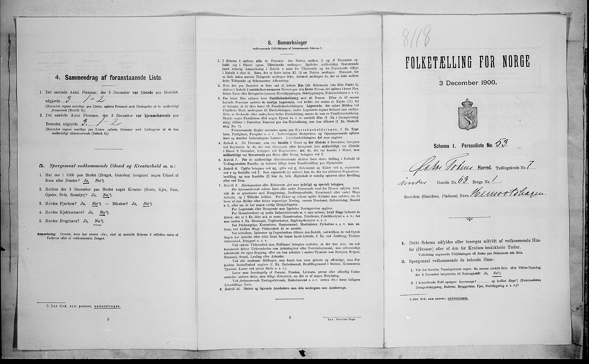 SAH, Folketelling 1900 for 0528 Østre Toten herred, 1900, s. 1888