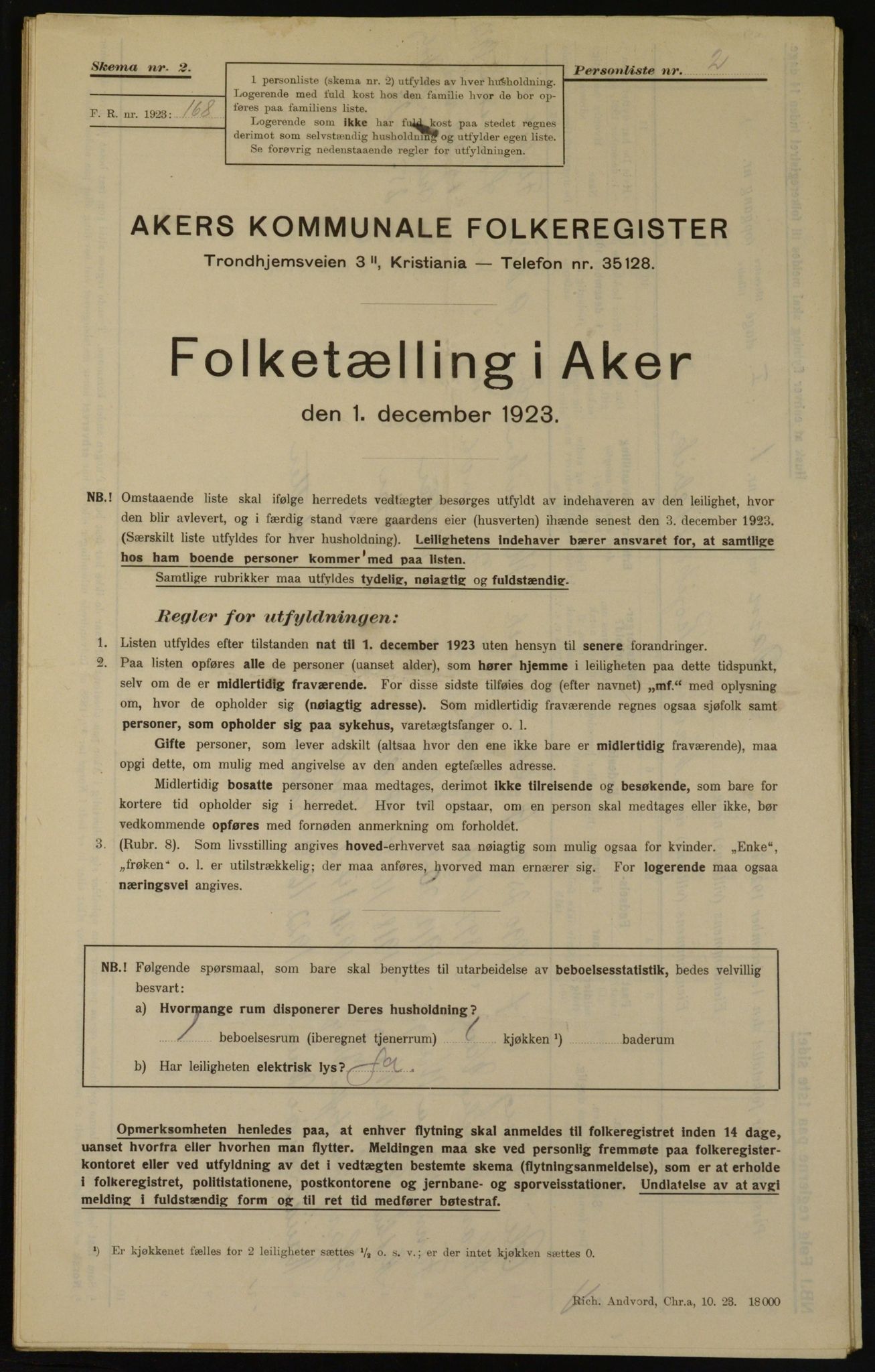 , Kommunal folketelling 1.12.1923 for Aker, 1923, s. 23268