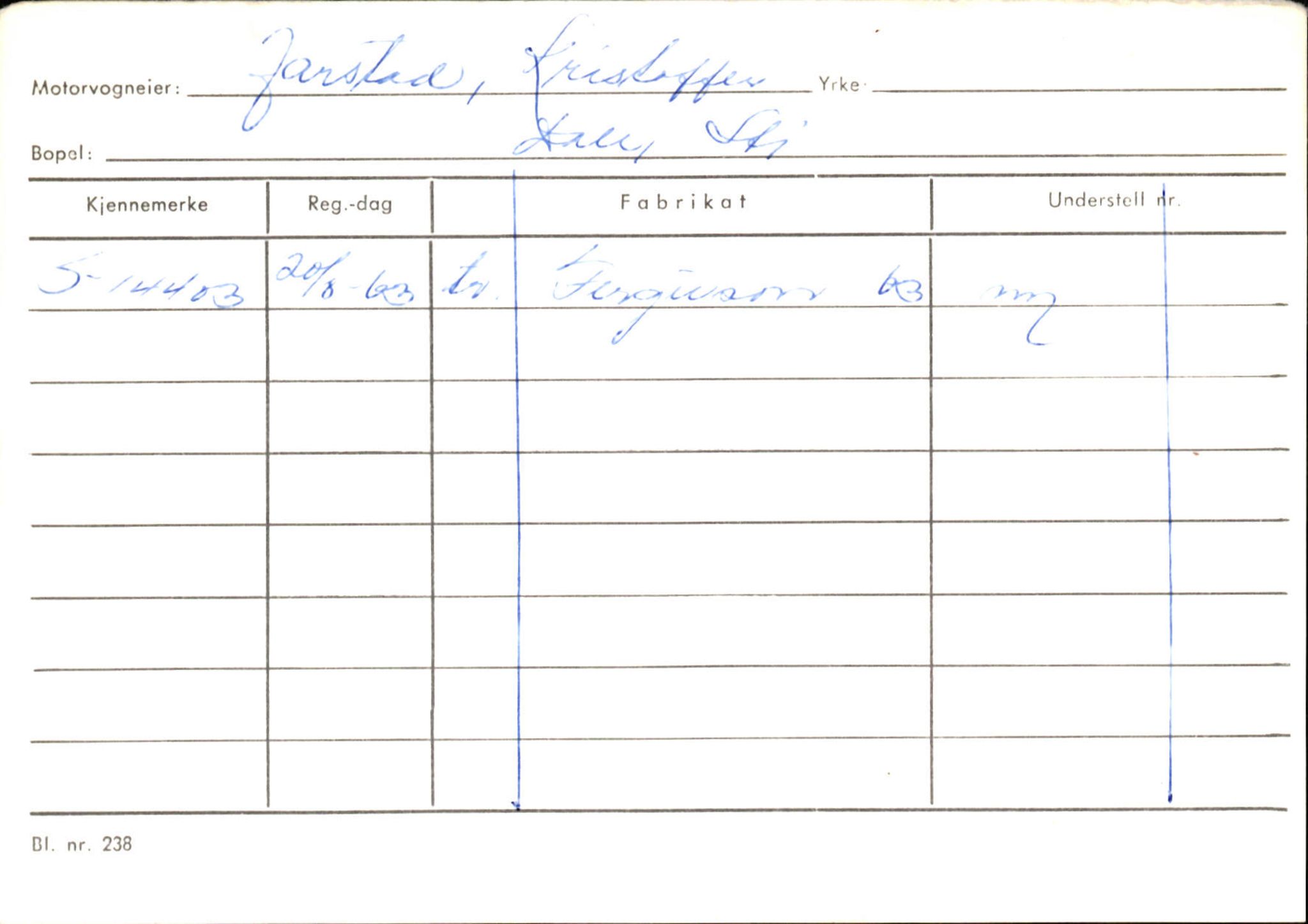 Statens vegvesen, Sogn og Fjordane vegkontor, SAB/A-5301/4/F/L0125: Eigarregister Sogndal V-Å. Aurland A-Å. Fjaler A-N, 1945-1975, s. 2234