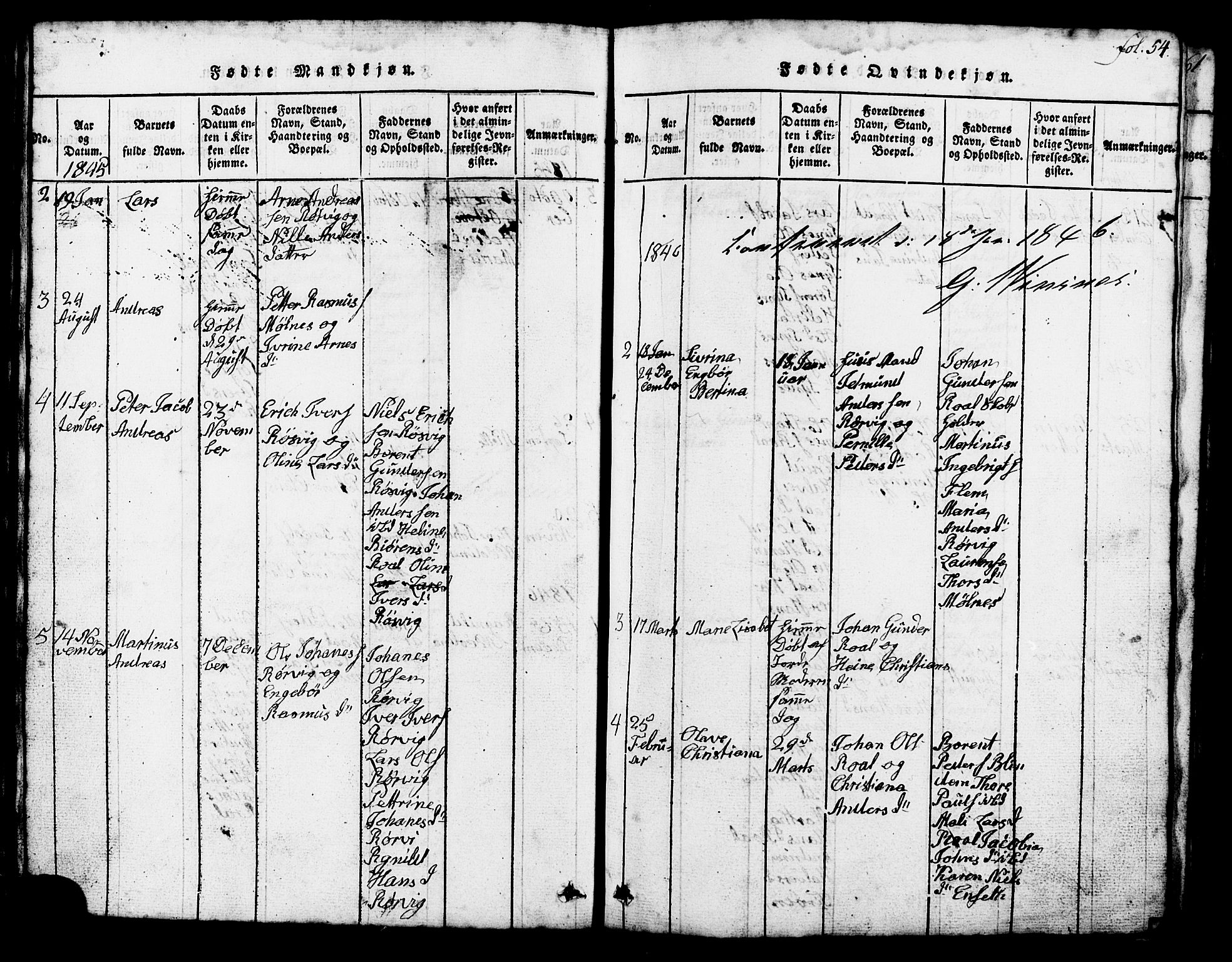 Ministerialprotokoller, klokkerbøker og fødselsregistre - Møre og Romsdal, AV/SAT-A-1454/537/L0520: Klokkerbok nr. 537C01, 1819-1868, s. 54