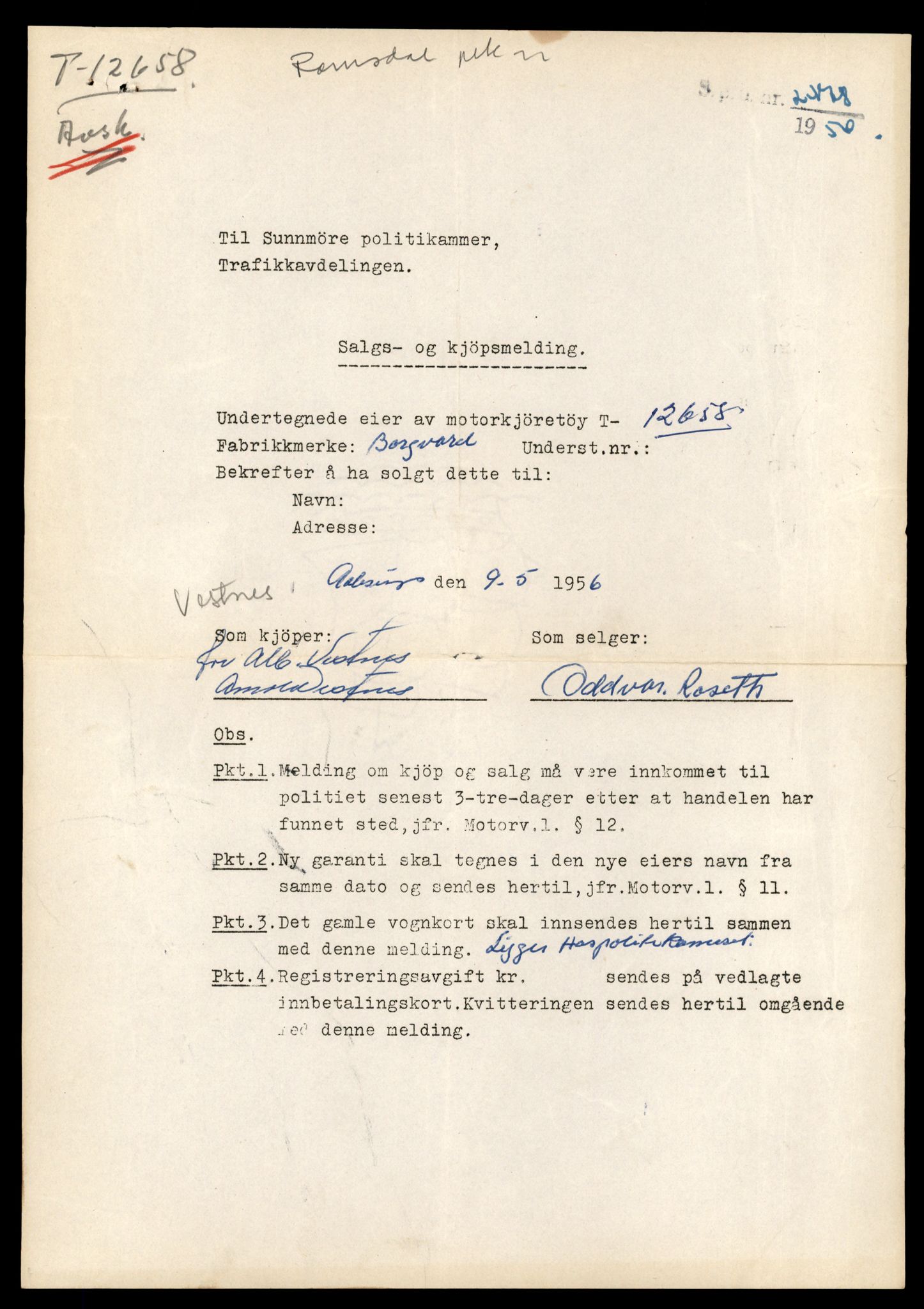 Møre og Romsdal vegkontor - Ålesund trafikkstasjon, AV/SAT-A-4099/F/Fe/L0035: Registreringskort for kjøretøy T 12653 - T 12829, 1927-1998, s. 83