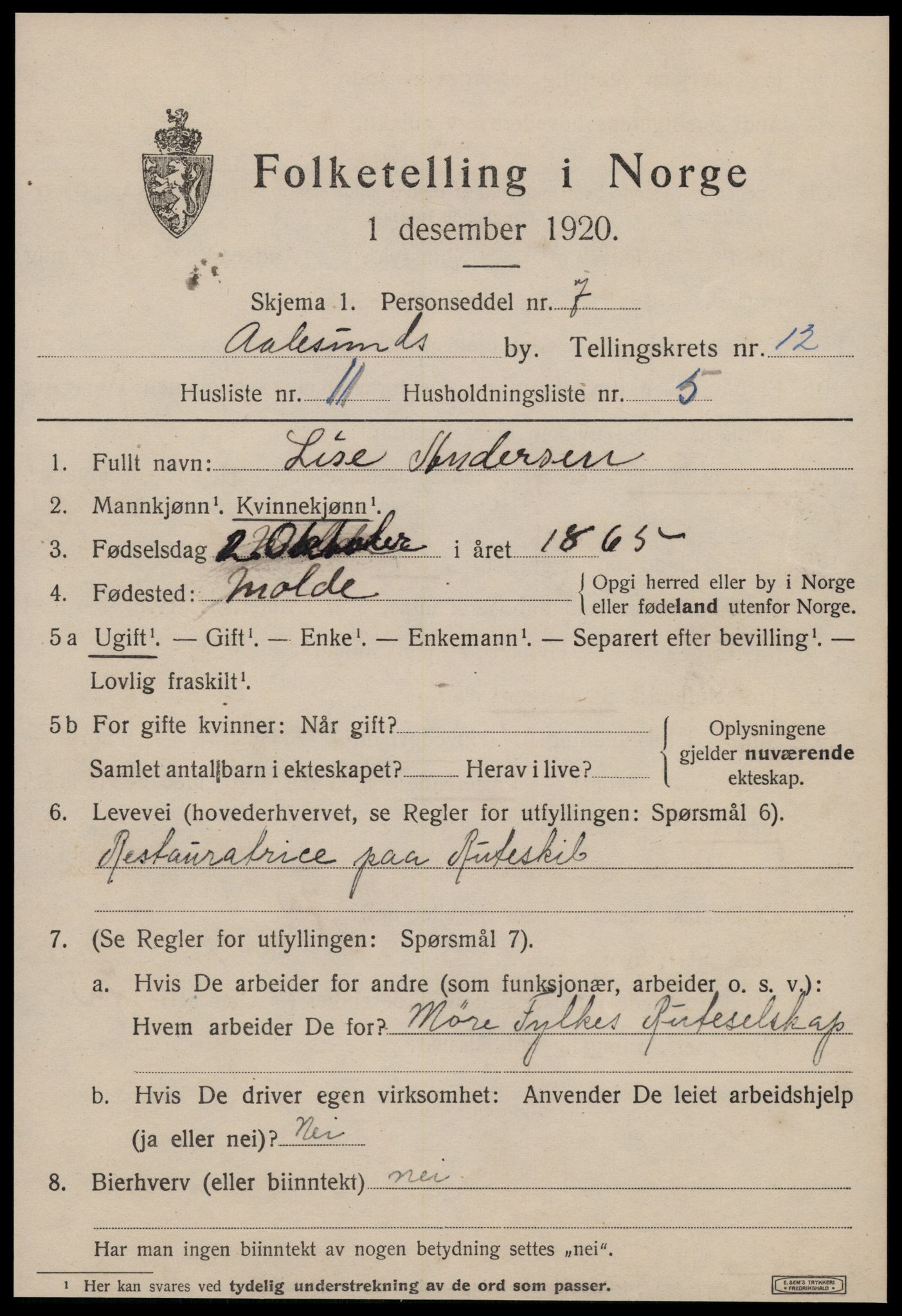 SAT, Folketelling 1920 for 1501 Ålesund kjøpstad, 1920, s. 26460