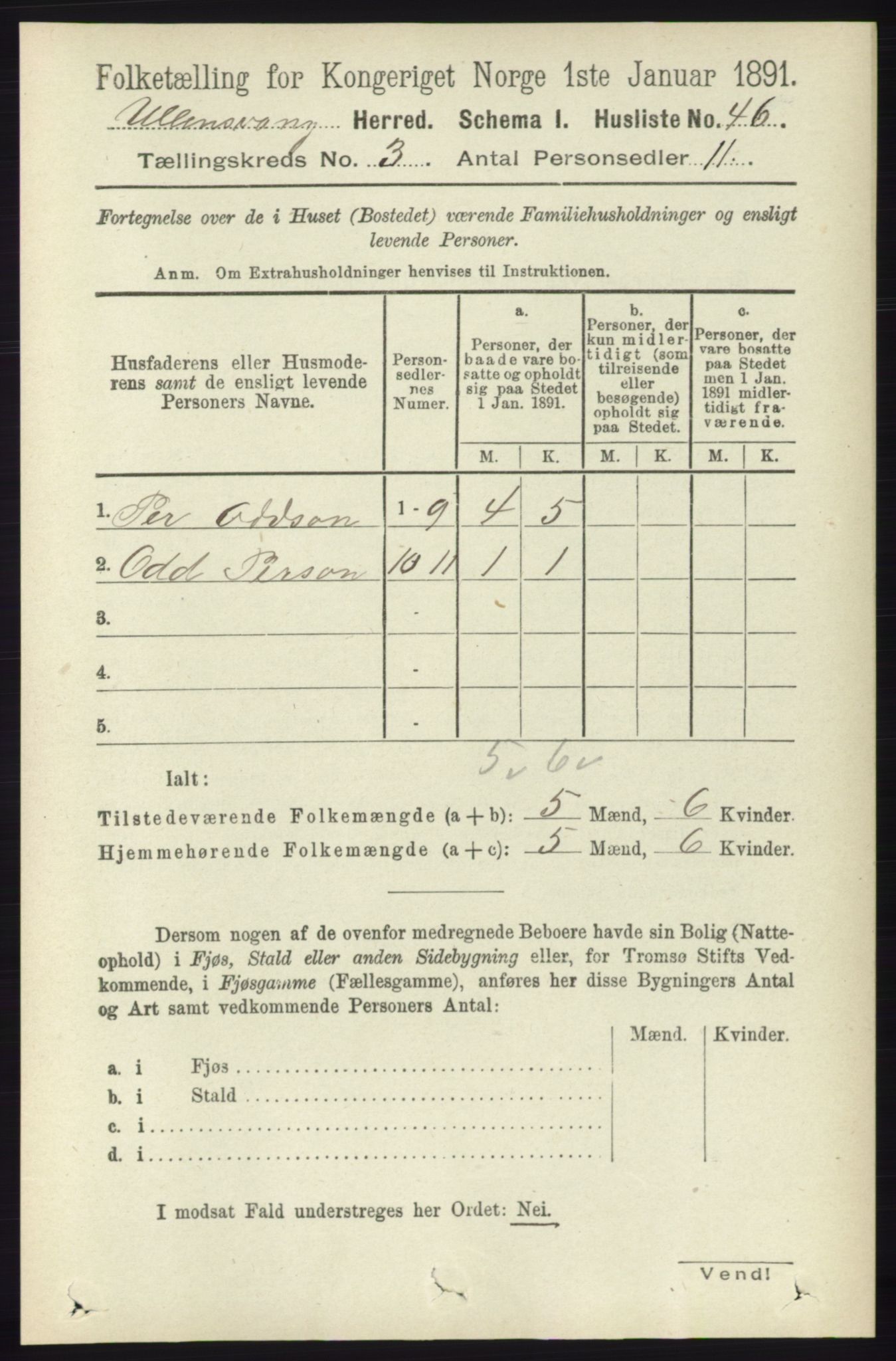 RA, Folketelling 1891 for 1230 Ullensvang herred, 1891, s. 582