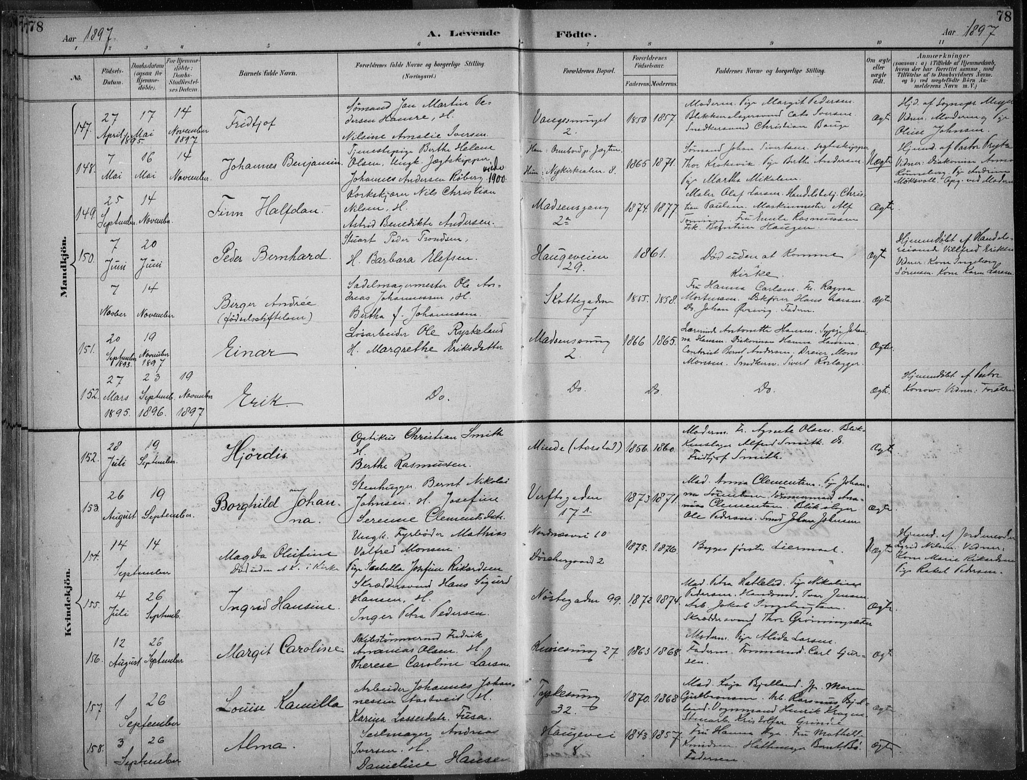 Nykirken Sokneprestembete, AV/SAB-A-77101/H/Haa/L0018: Ministerialbok nr. B 6, 1895-1903, s. 78