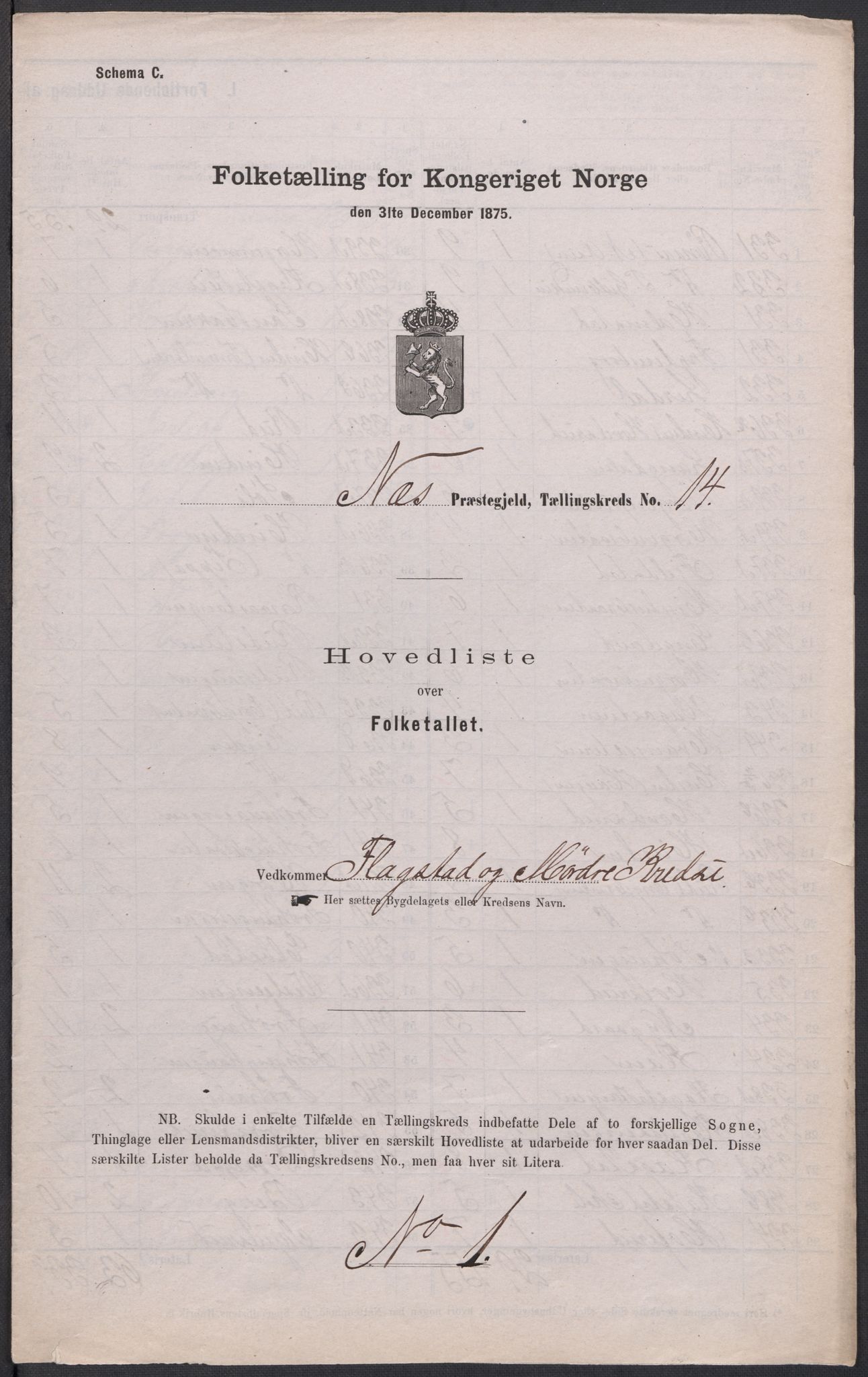 RA, Folketelling 1875 for 0236P Nes prestegjeld, 1875, s. 61