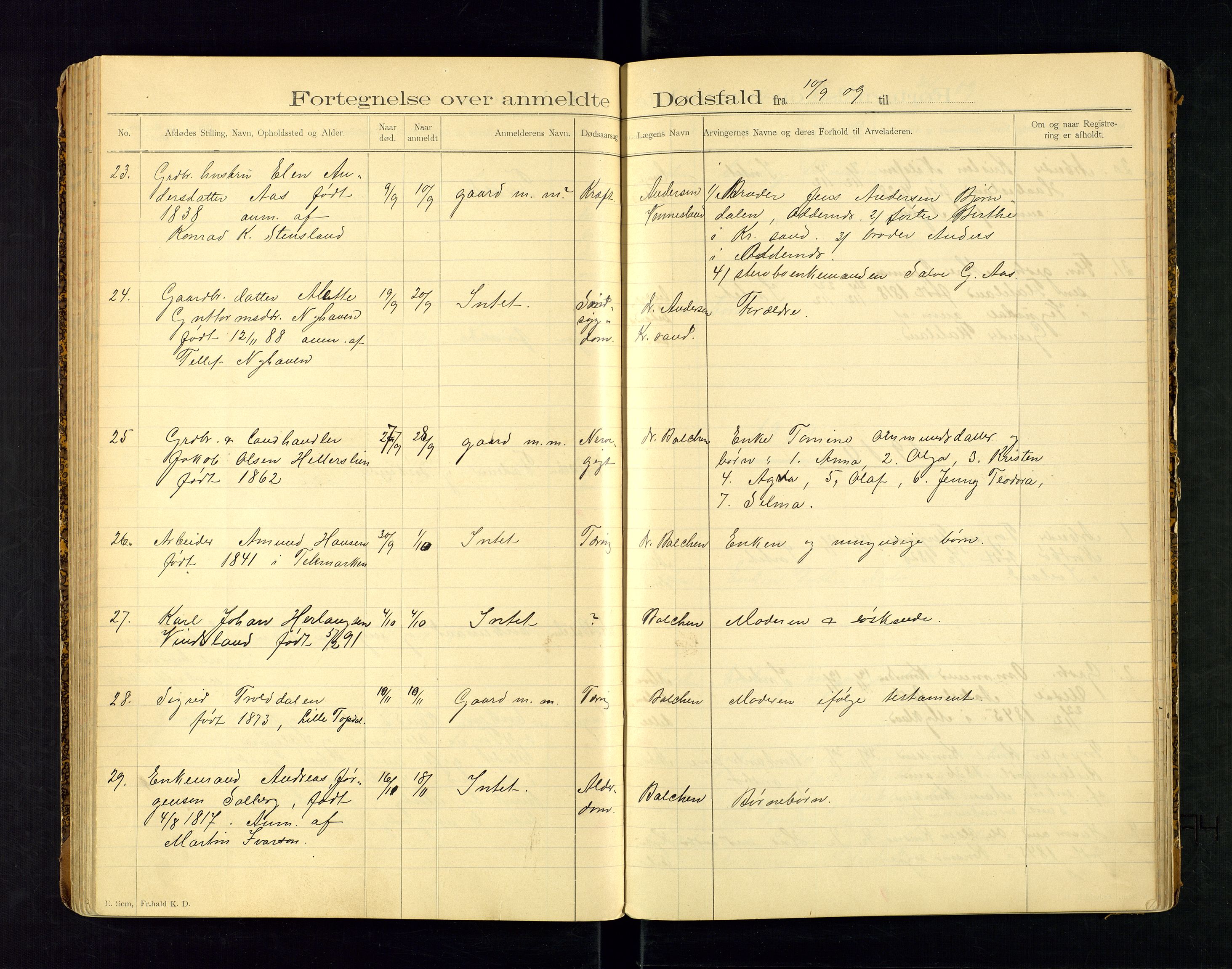 Birkenes lensmannskontor, AV/SAK-1241-0004/F/Fe/L0001/0001: Dødsfallsprotokoller / Dødsfallsprotokoll, 1898-1920