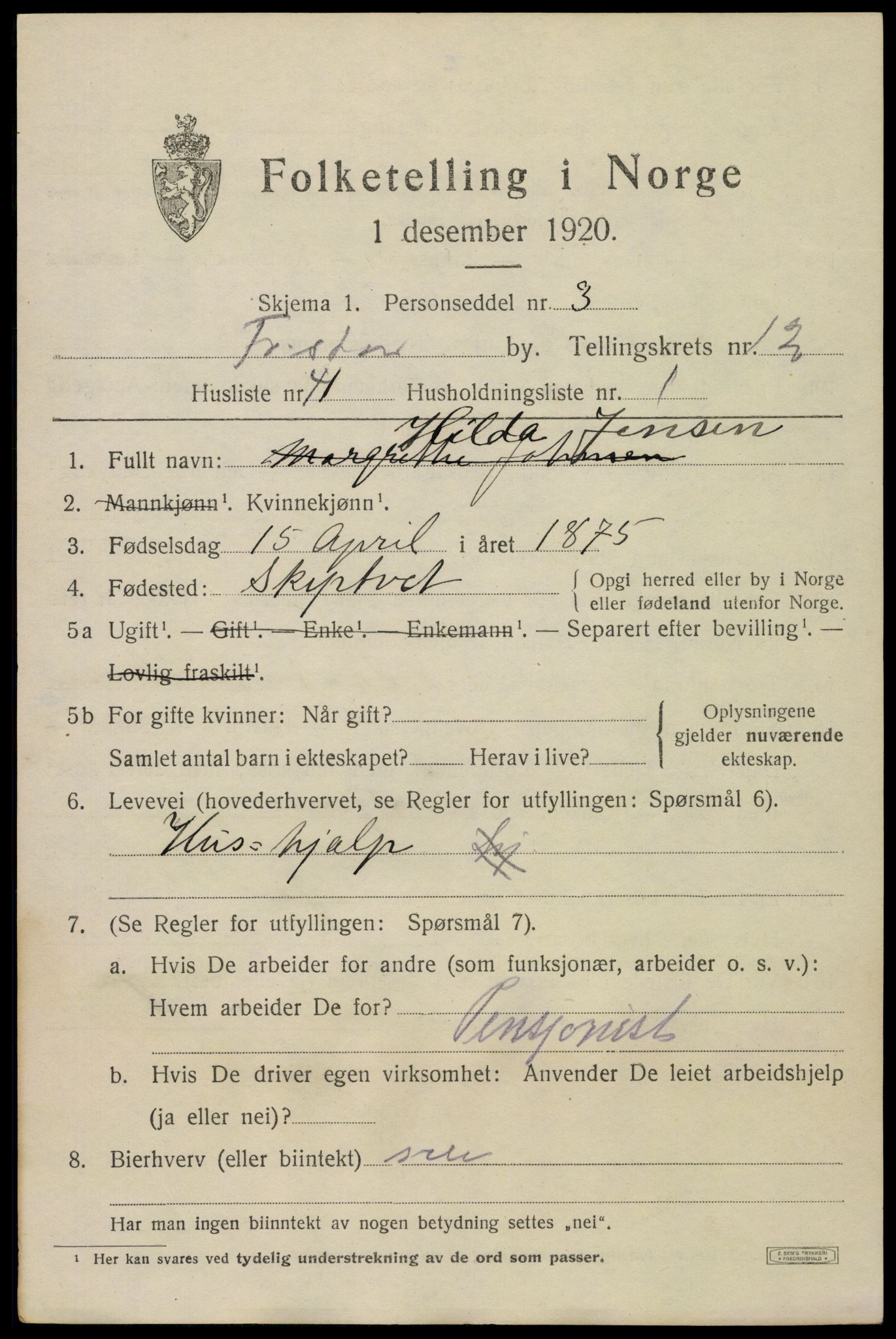 SAO, Folketelling 1920 for 0103 Fredrikstad kjøpstad, 1920, s. 31177