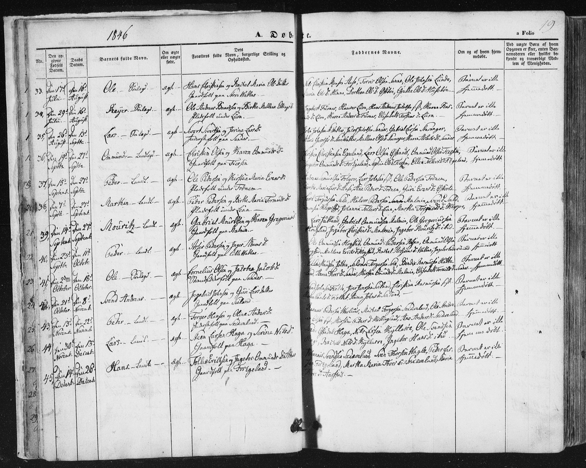 Høyland sokneprestkontor, AV/SAST-A-101799/001/30BA/L0008: Ministerialbok nr. A 8, 1841-1856, s. 19