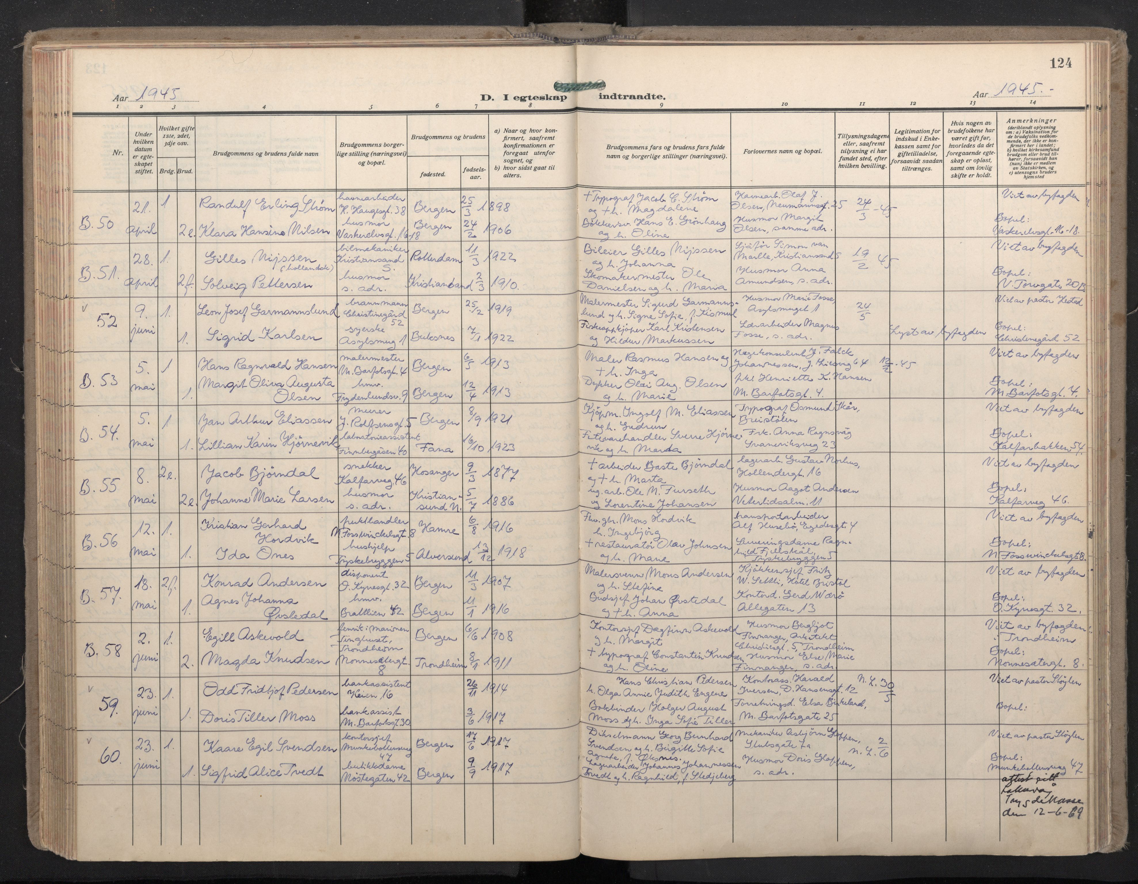 Domkirken sokneprestembete, SAB/A-74801/H/Haa: Ministerialbok nr. D 7, 1937-1950, s. 123b-124a