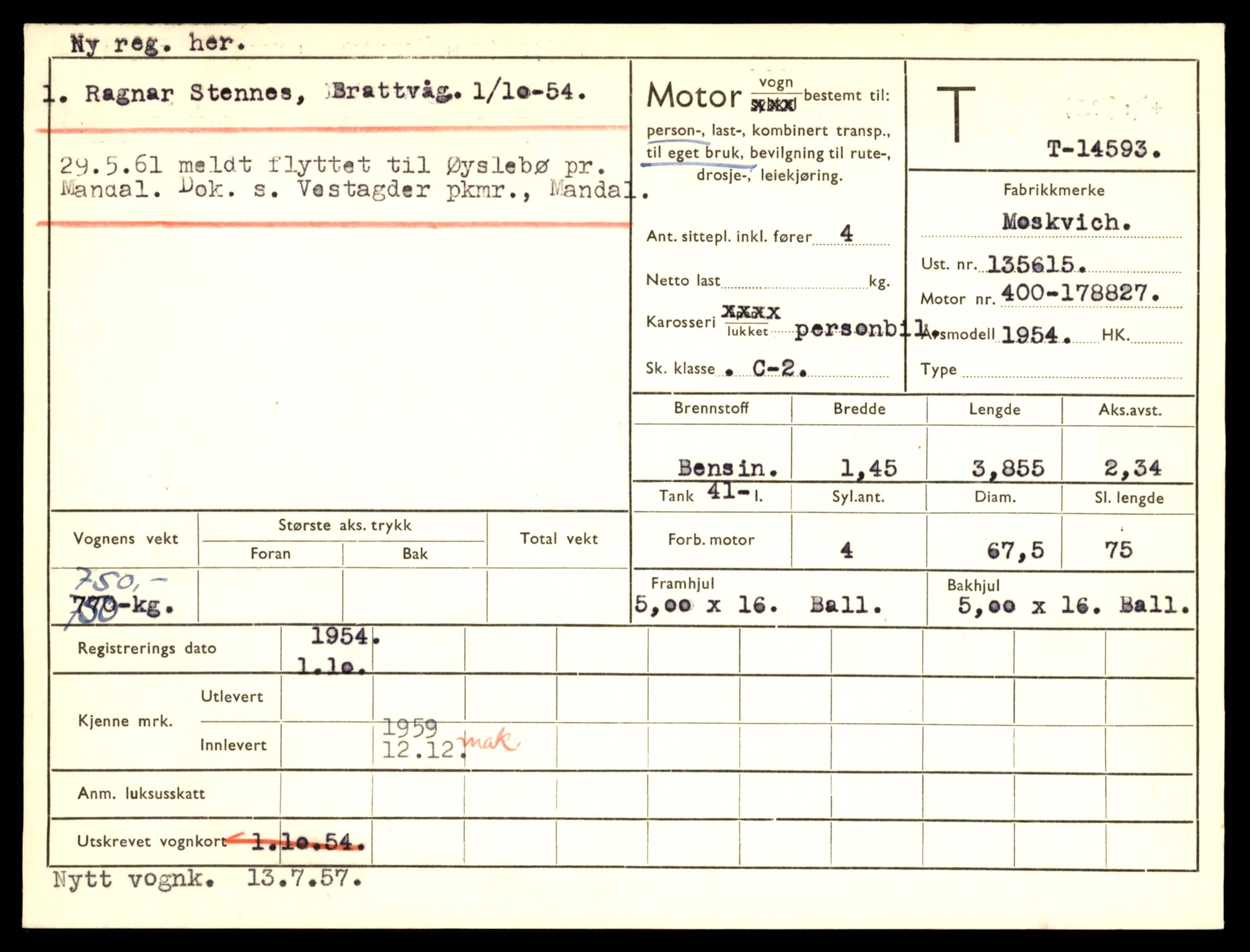 Møre og Romsdal vegkontor - Ålesund trafikkstasjon, AV/SAT-A-4099/F/Fe/L0047: Registreringskort for kjøretøy T 14580 - T 14720, 1927-1998, s. 367