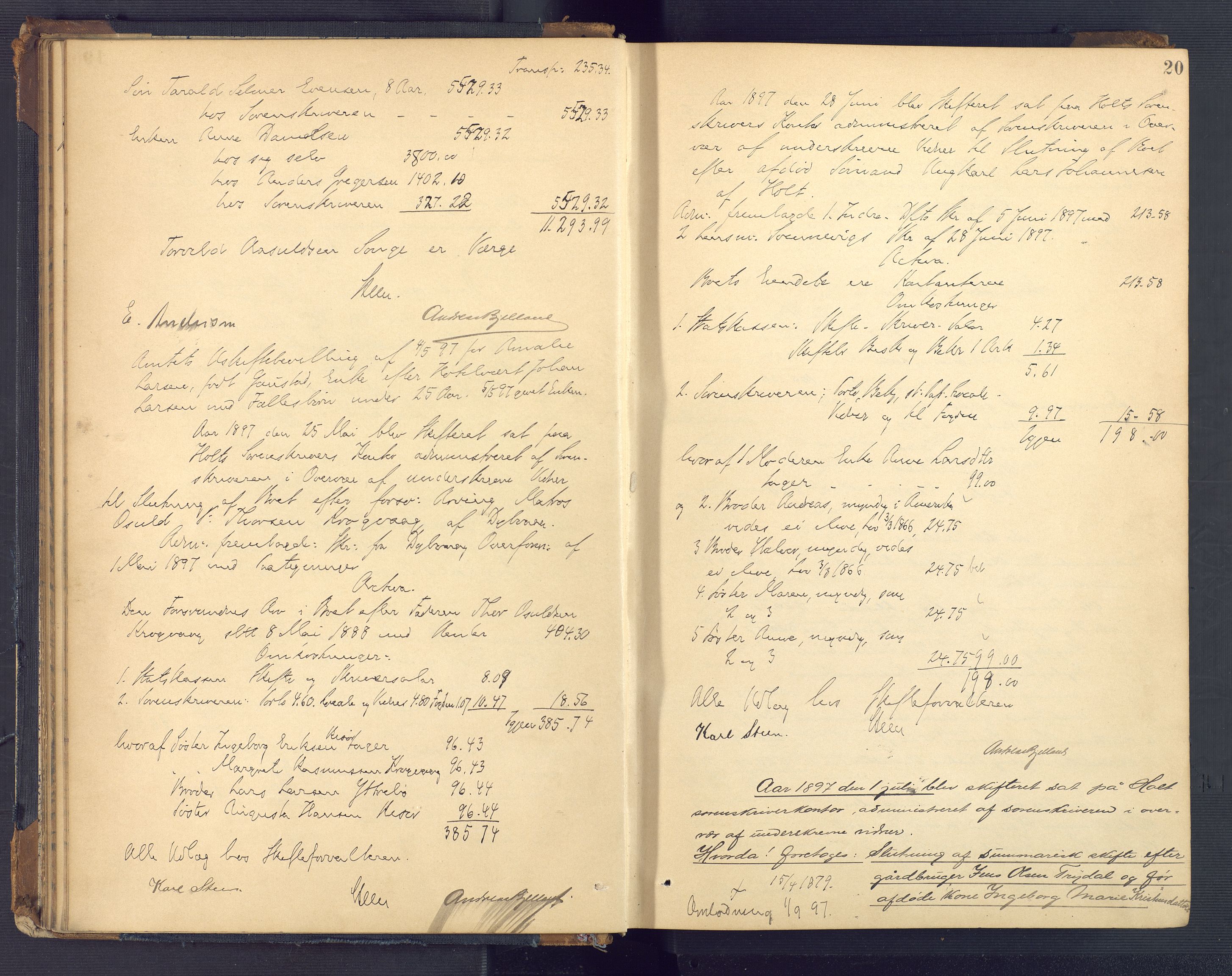 Holt sorenskriveri, AV/SAK-1221-0002/H/Hc/L0036: Skifteutlodningsprotokoll nr. 11, 1896-1911, s. 19b-20a