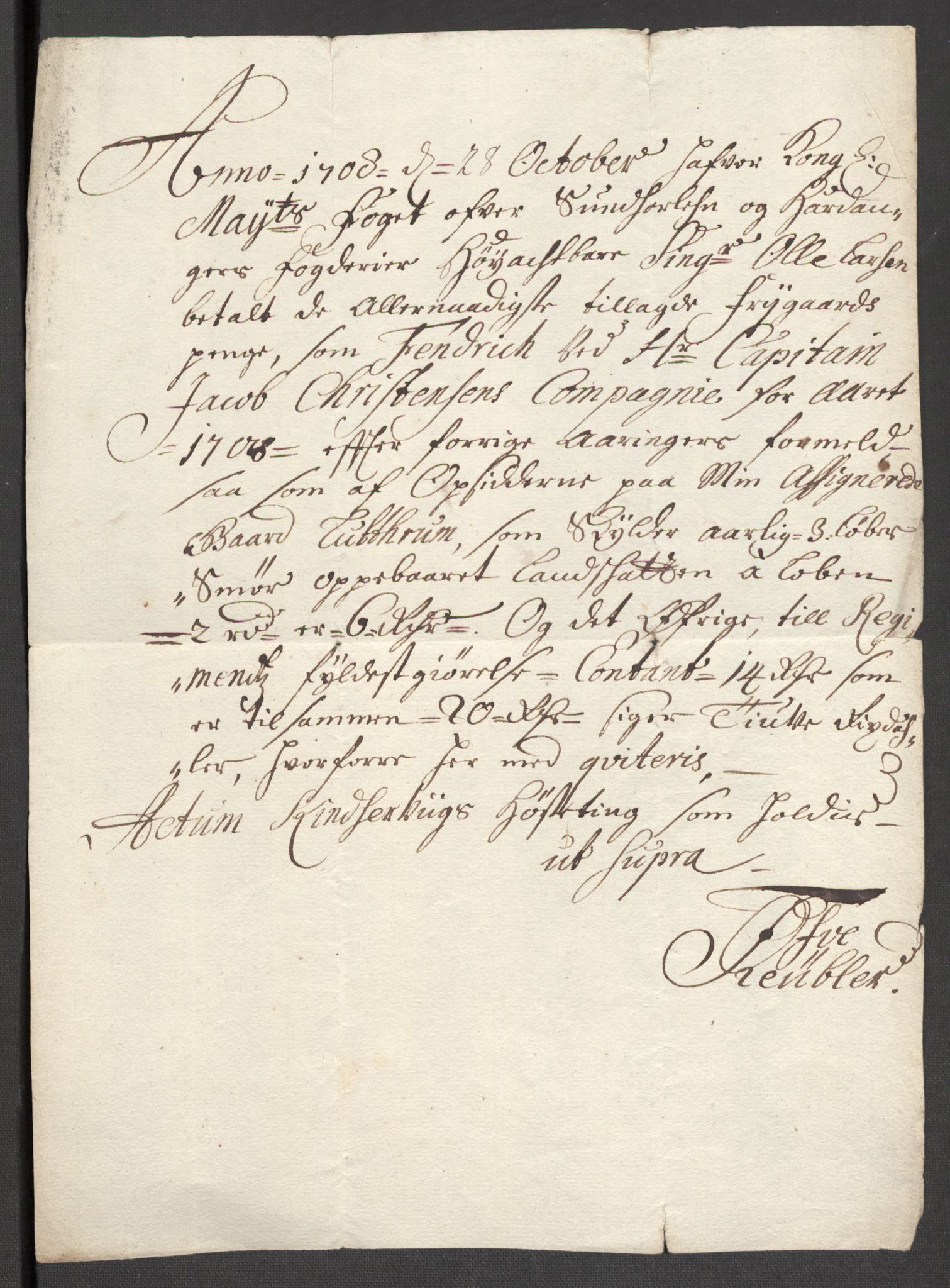 Rentekammeret inntil 1814, Reviderte regnskaper, Fogderegnskap, AV/RA-EA-4092/R48/L2985: Fogderegnskap Sunnhordland og Hardanger, 1708, s. 293