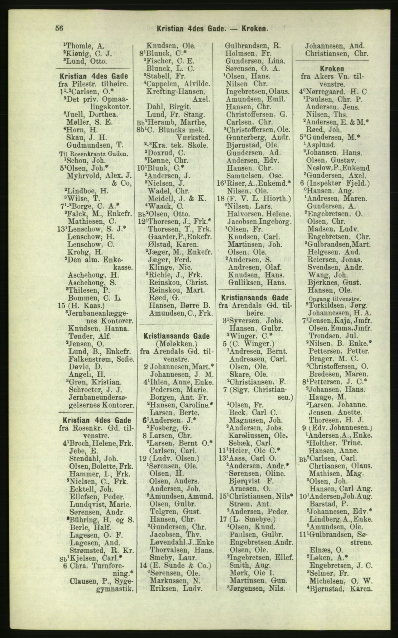 Kristiania/Oslo adressebok, PUBL/-, 1884, s. 56