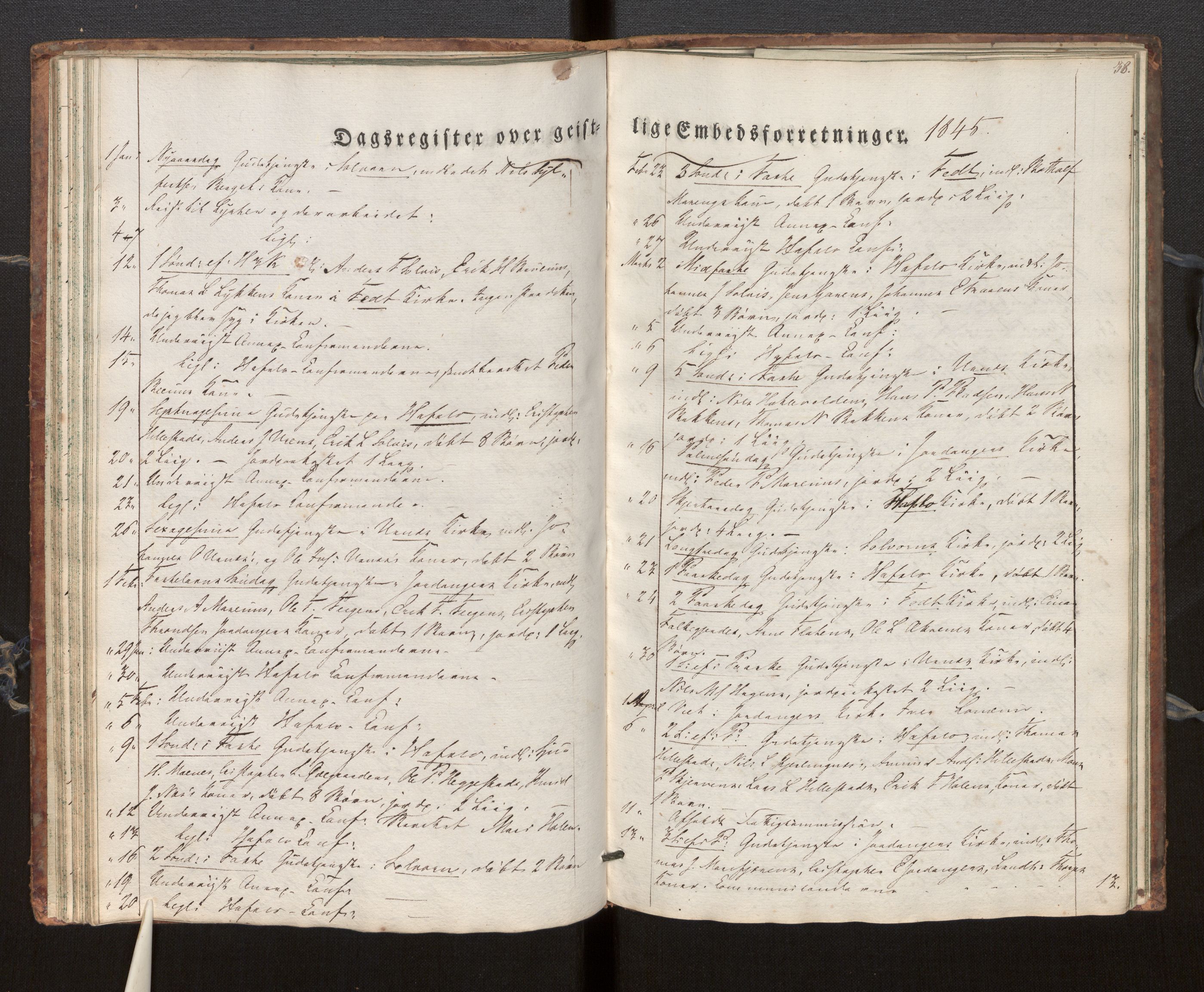 Hafslo sokneprestembete, SAB/A-80301/H/Haa/Haaf/L0001: Dagregister nr. F 1, 1834-1854, s. 38