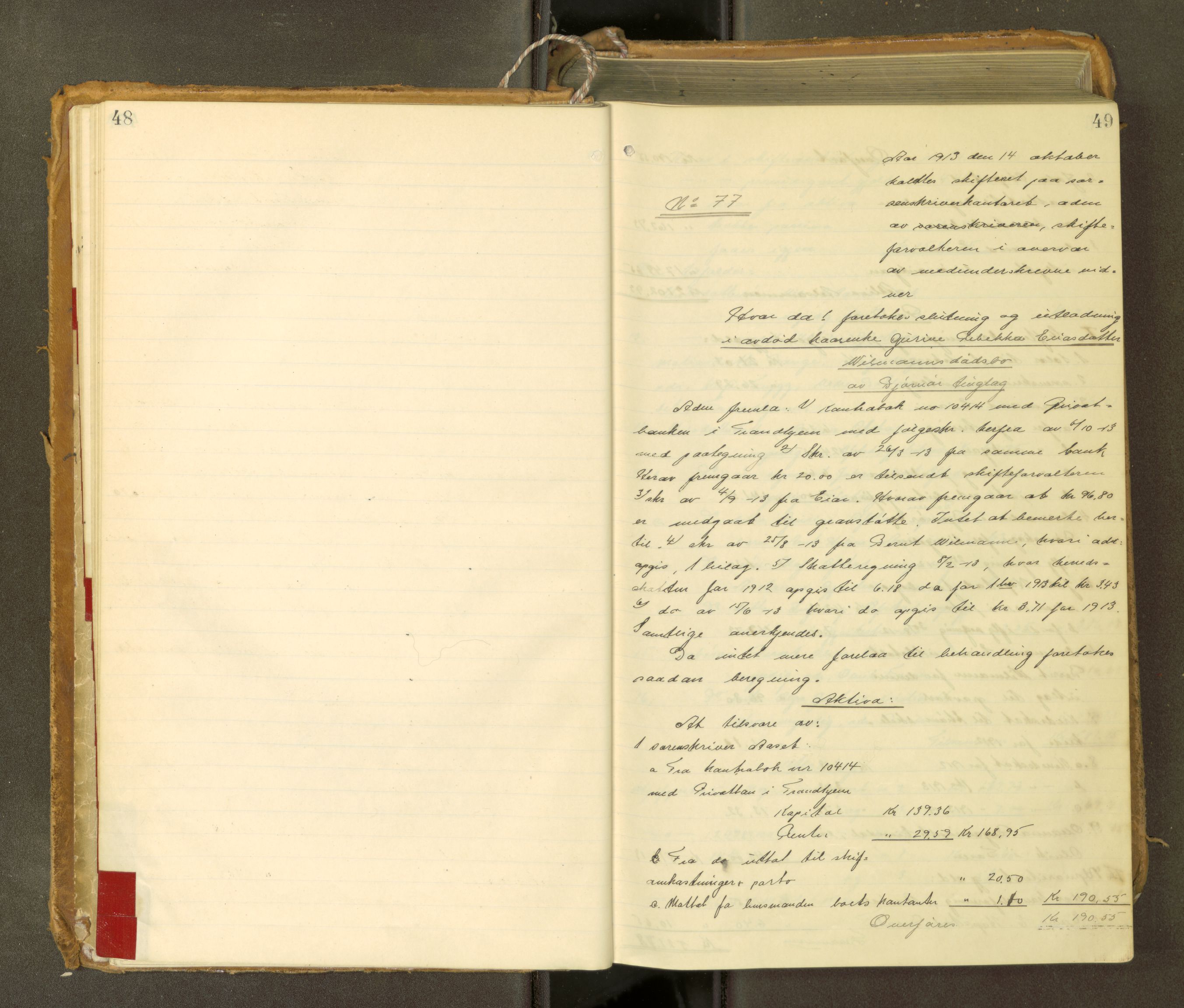 Fosen sorenskriveri, AV/SAT-A-1107/1/3/3A/L0031: Skifteutlodningsprotokoll nr. 10, 1913-1919, s. 48-49