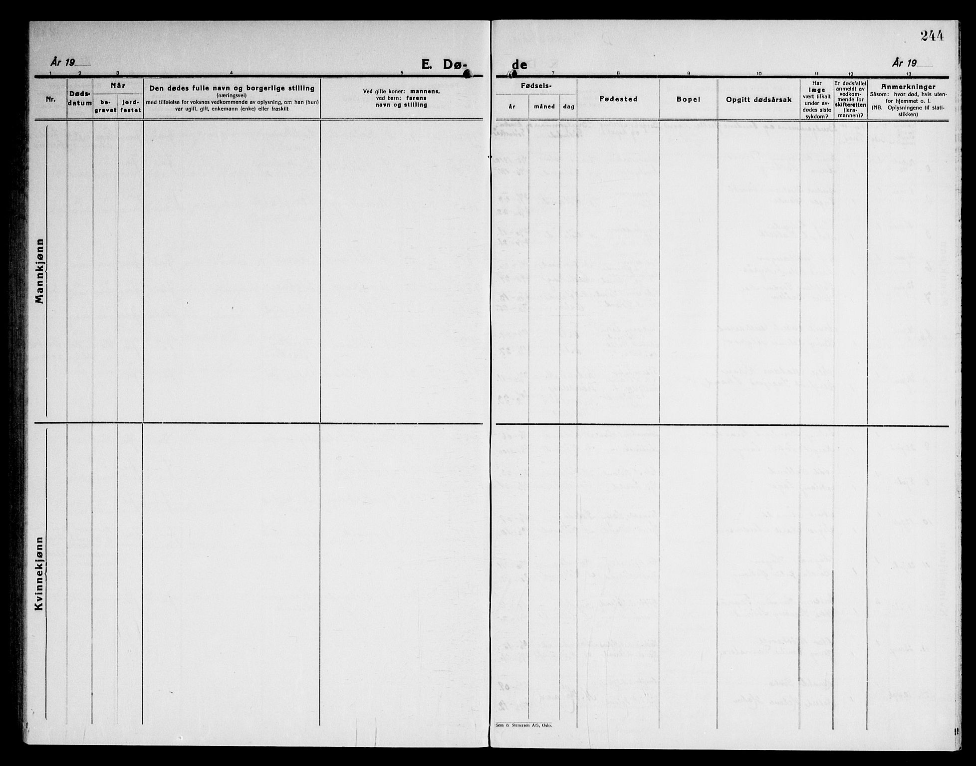 Høland prestekontor Kirkebøker, AV/SAO-A-10346a/G/Ga/L0009: Klokkerbok nr. I 9, 1930-1951, s. 244