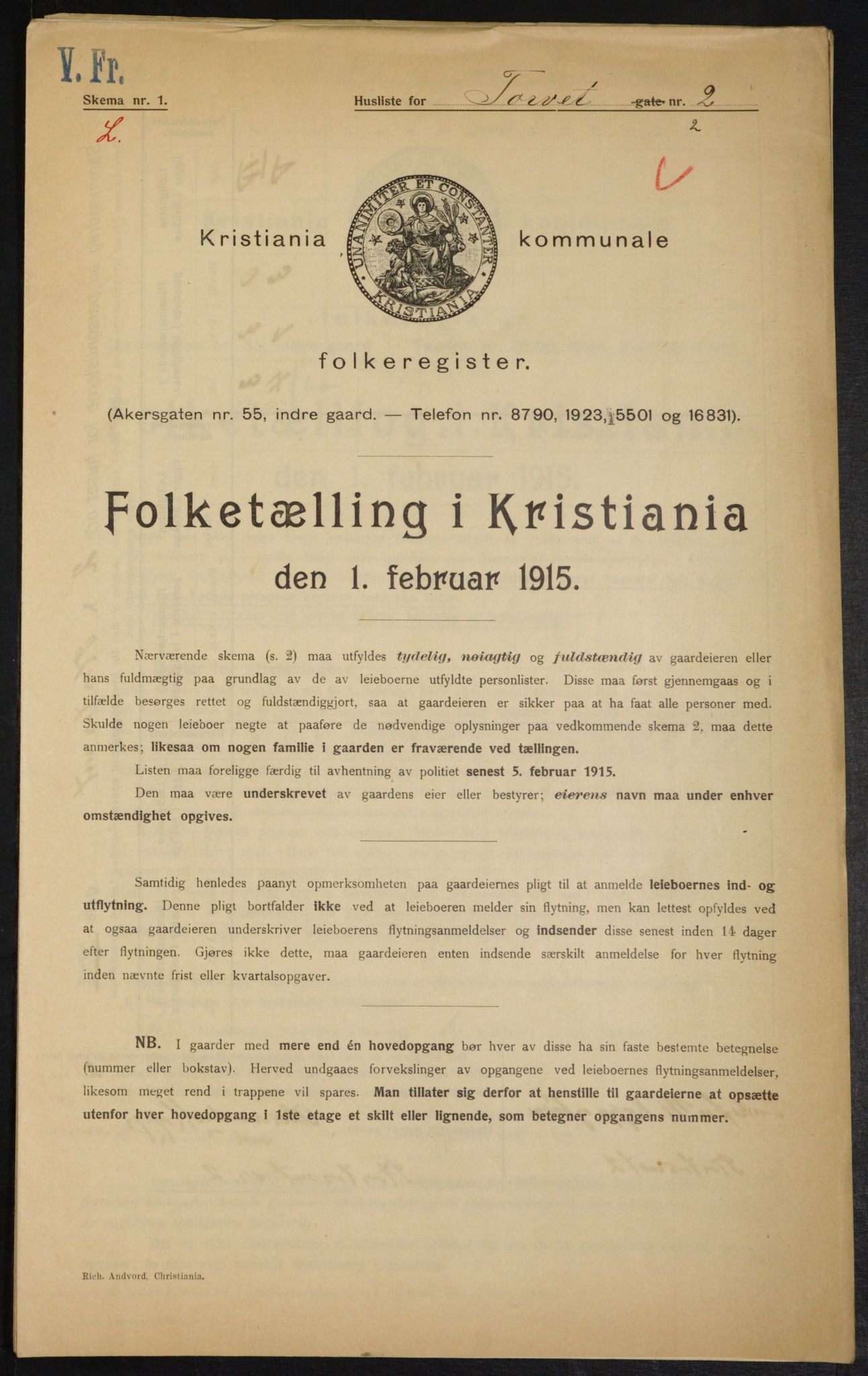 OBA, Kommunal folketelling 1.2.1915 for Kristiania, 1915, s. 103768