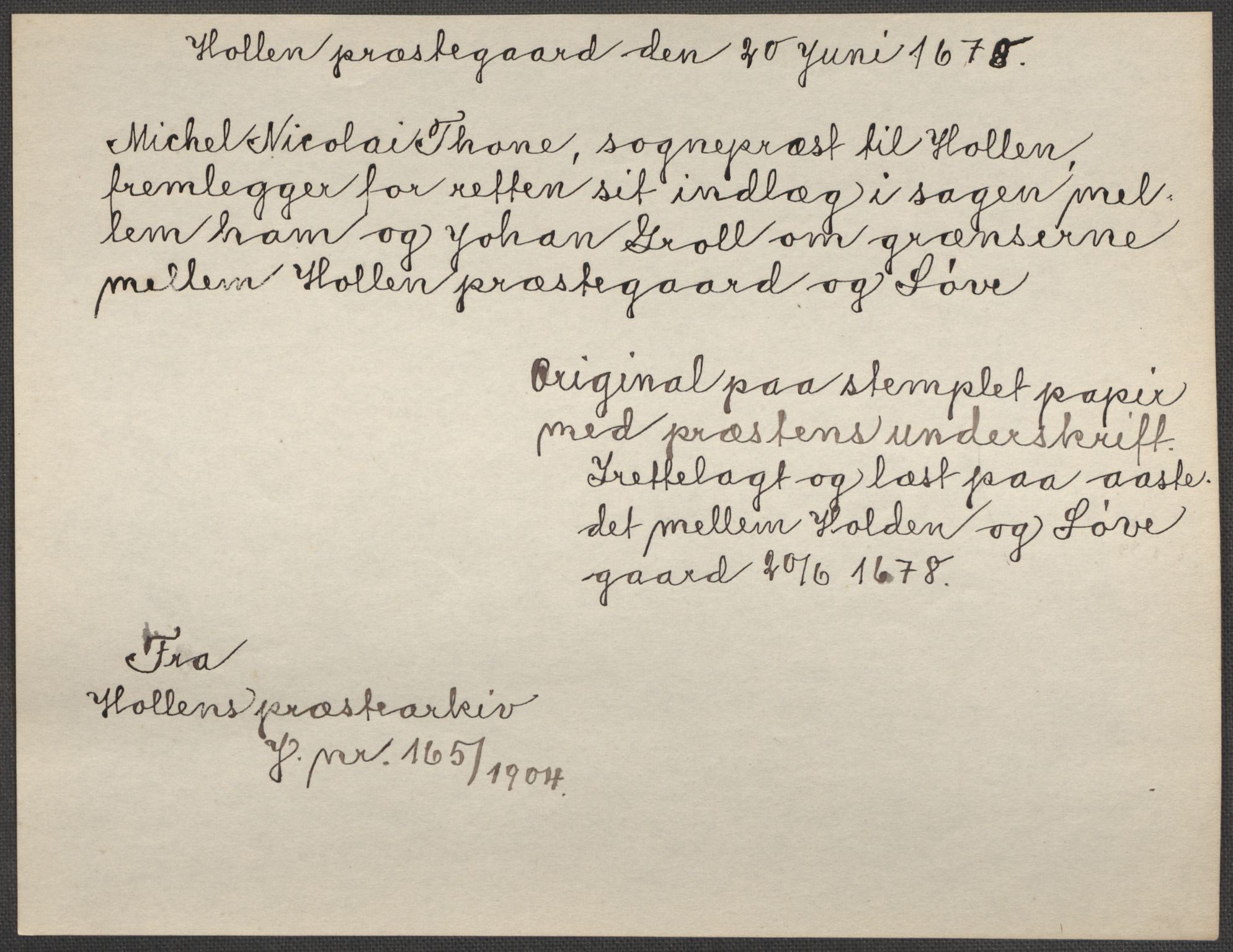 Riksarkivets diplomsamling, AV/RA-EA-5965/F15/L0026: Prestearkiv - Telemark, 1575-1838, s. 89
