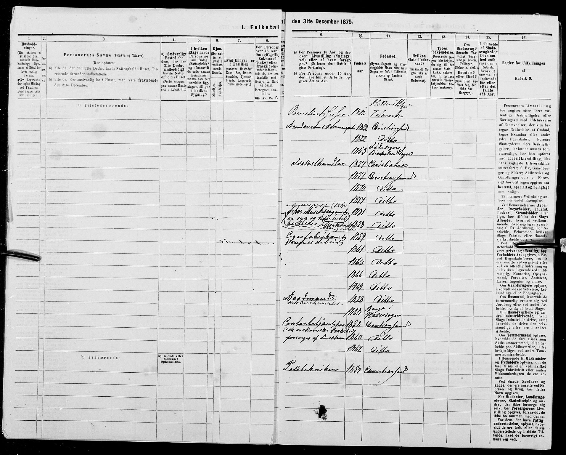 SAK, Folketelling 1875 for 1001P Kristiansand prestegjeld, 1875, s. 23