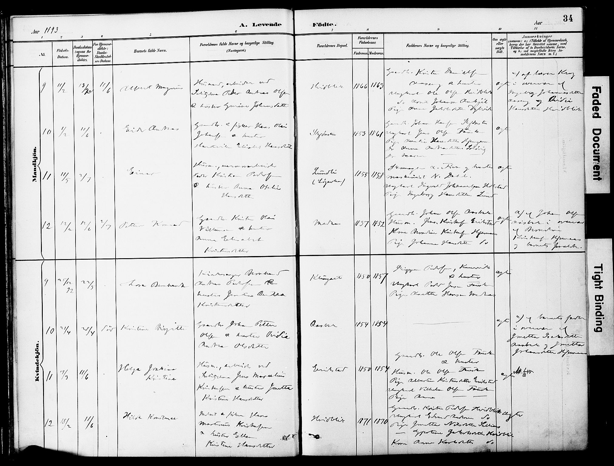 Ministerialprotokoller, klokkerbøker og fødselsregistre - Nordland, AV/SAT-A-1459/849/L0690: Ministerialbok nr. 849A02, 1890-1897, s. 34