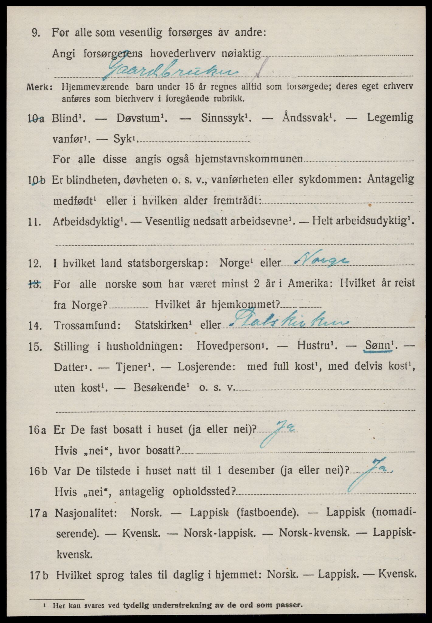 SAT, Folketelling 1920 for 1622 Agdenes herred, 1920, s. 696